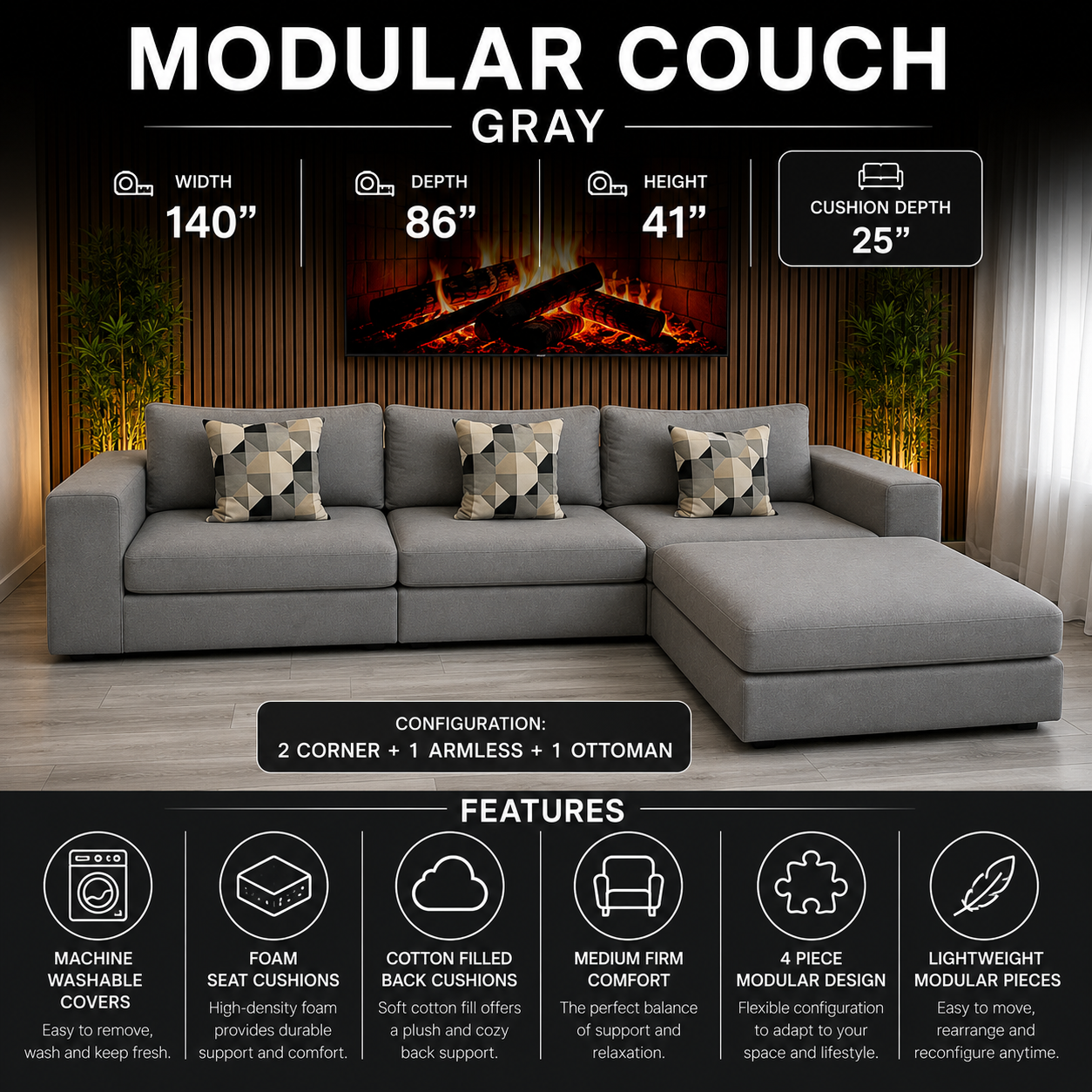 Modular Couch Braxton – Gray