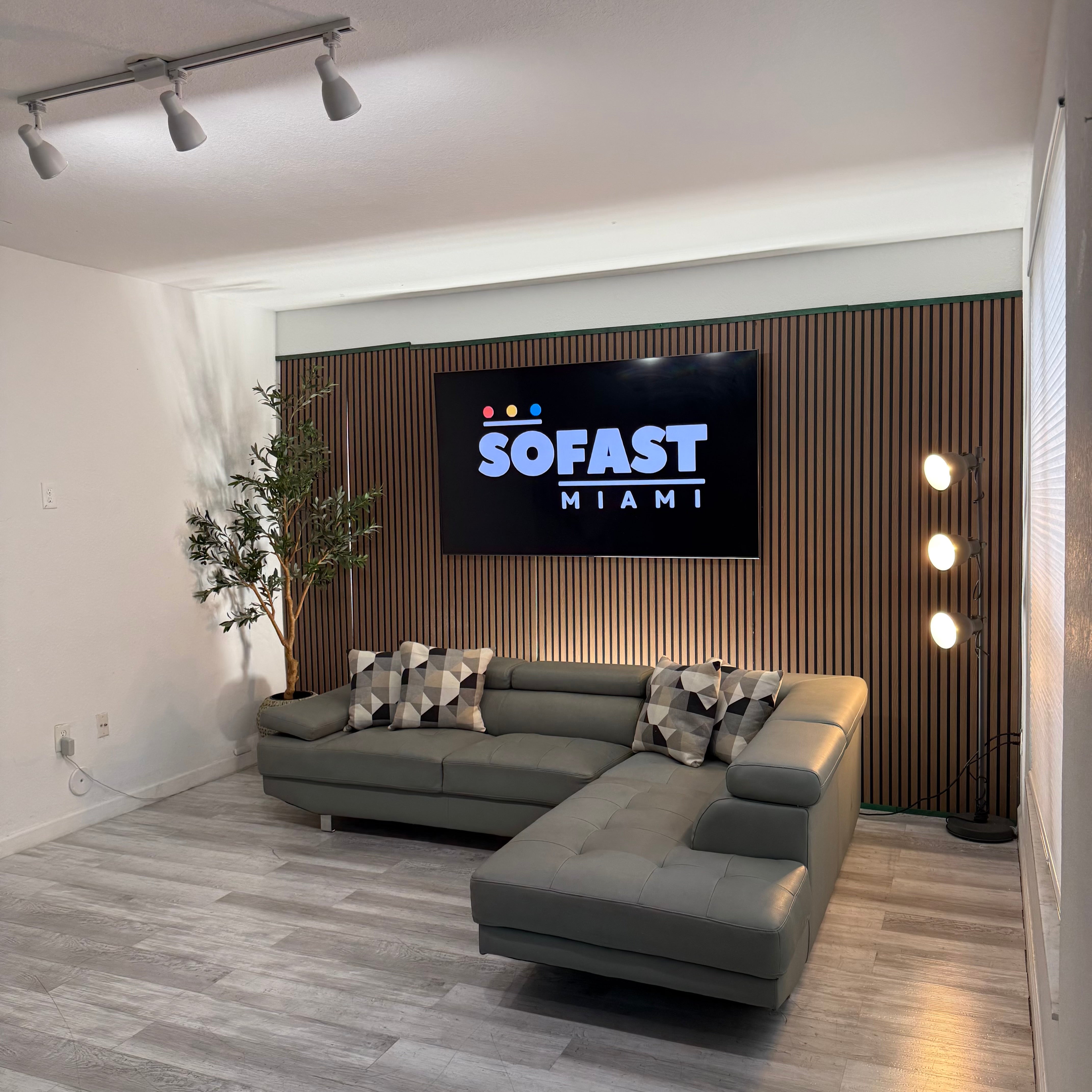 Sectional Couch Leather Gray