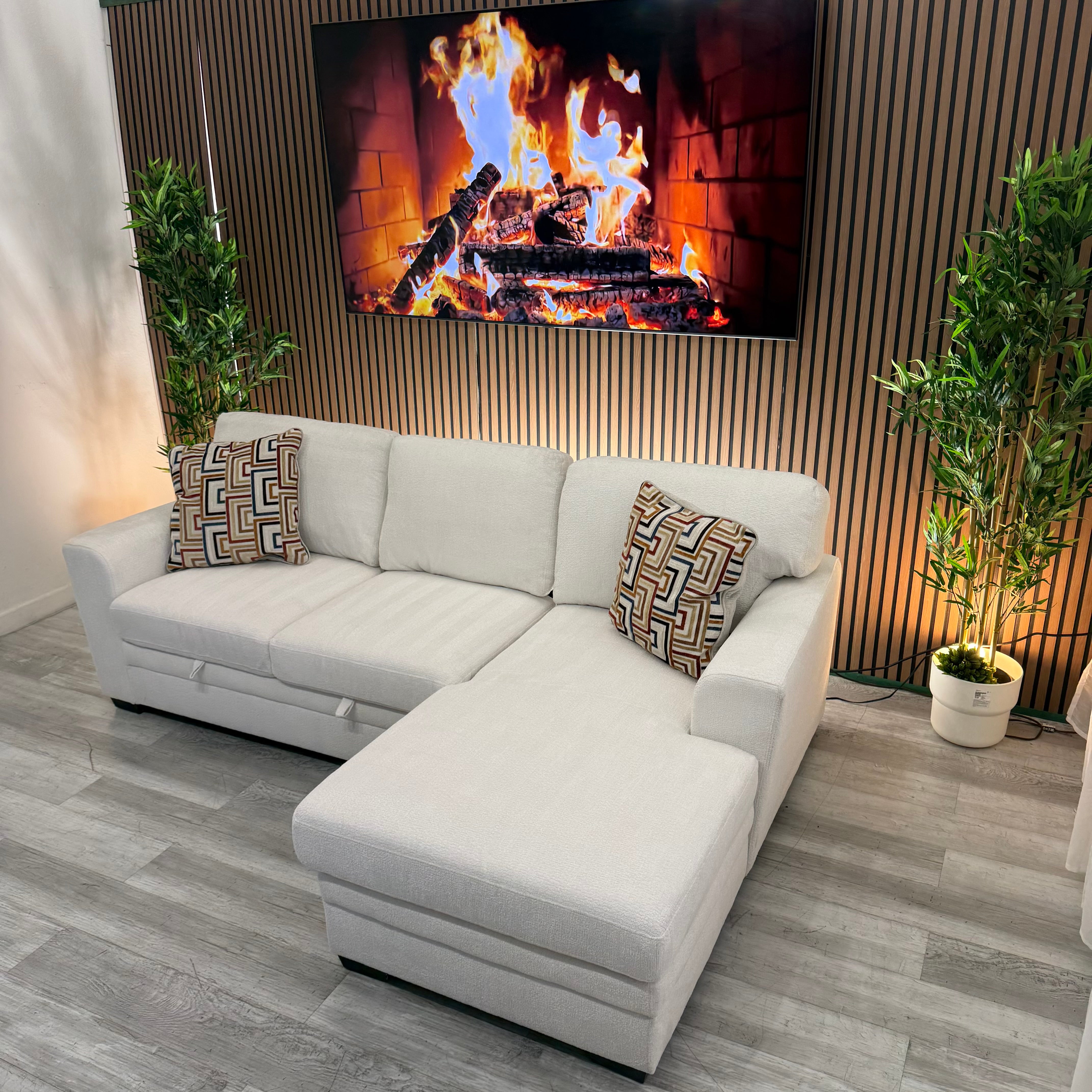 Sectional Couch Beige Full Storage