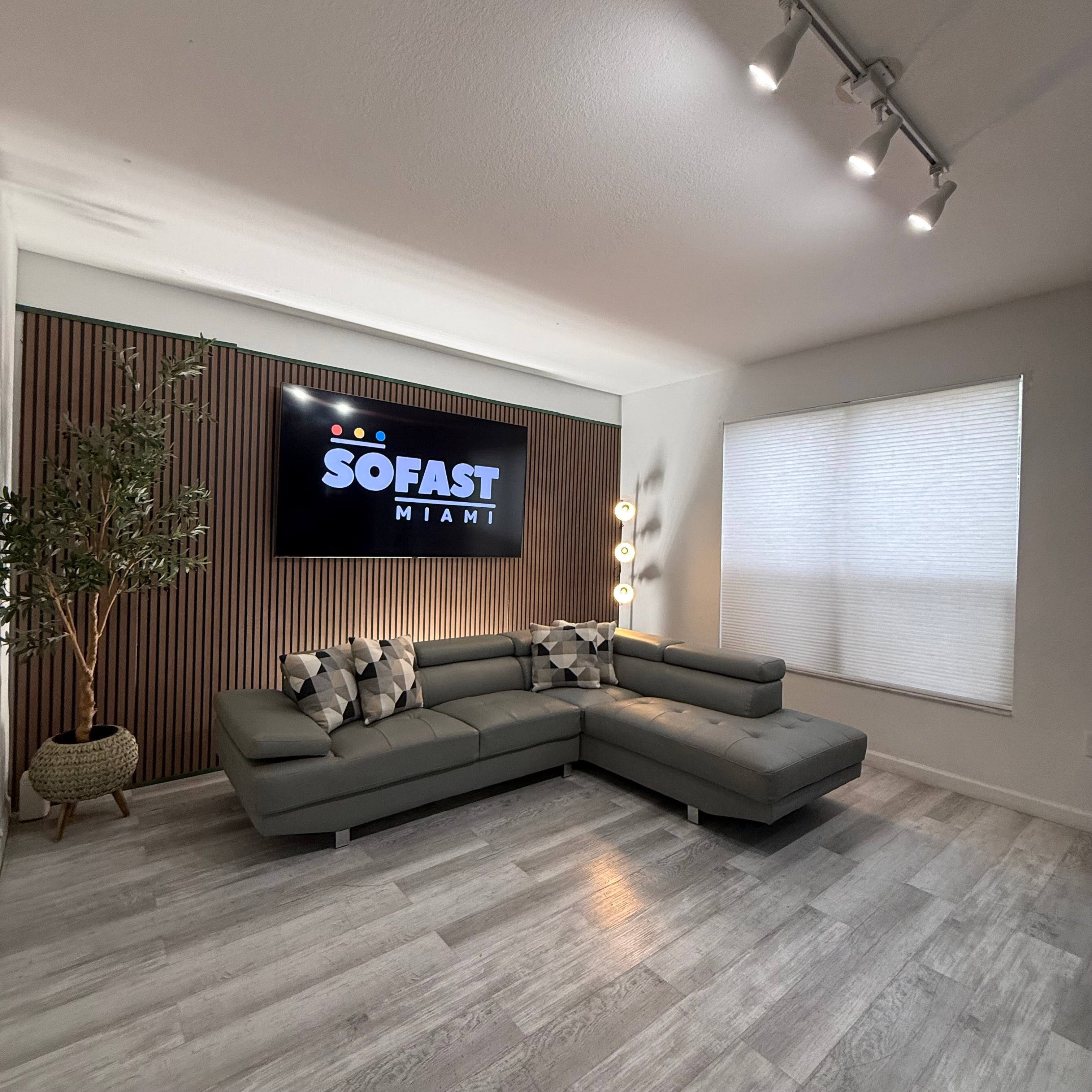 Sectional Couch Leather Gray