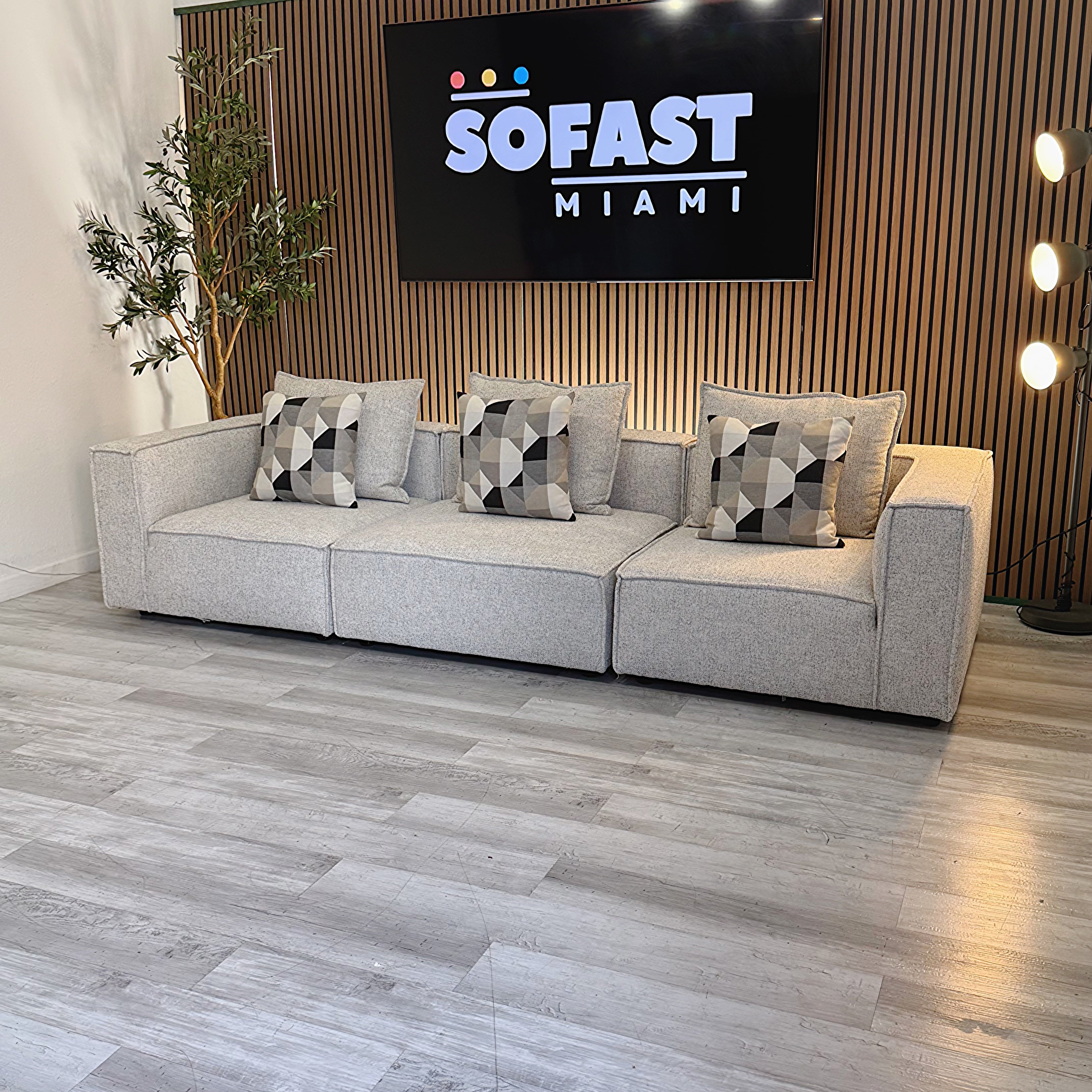 Tatum Gray Fabric 3-Piece Modular Sofa