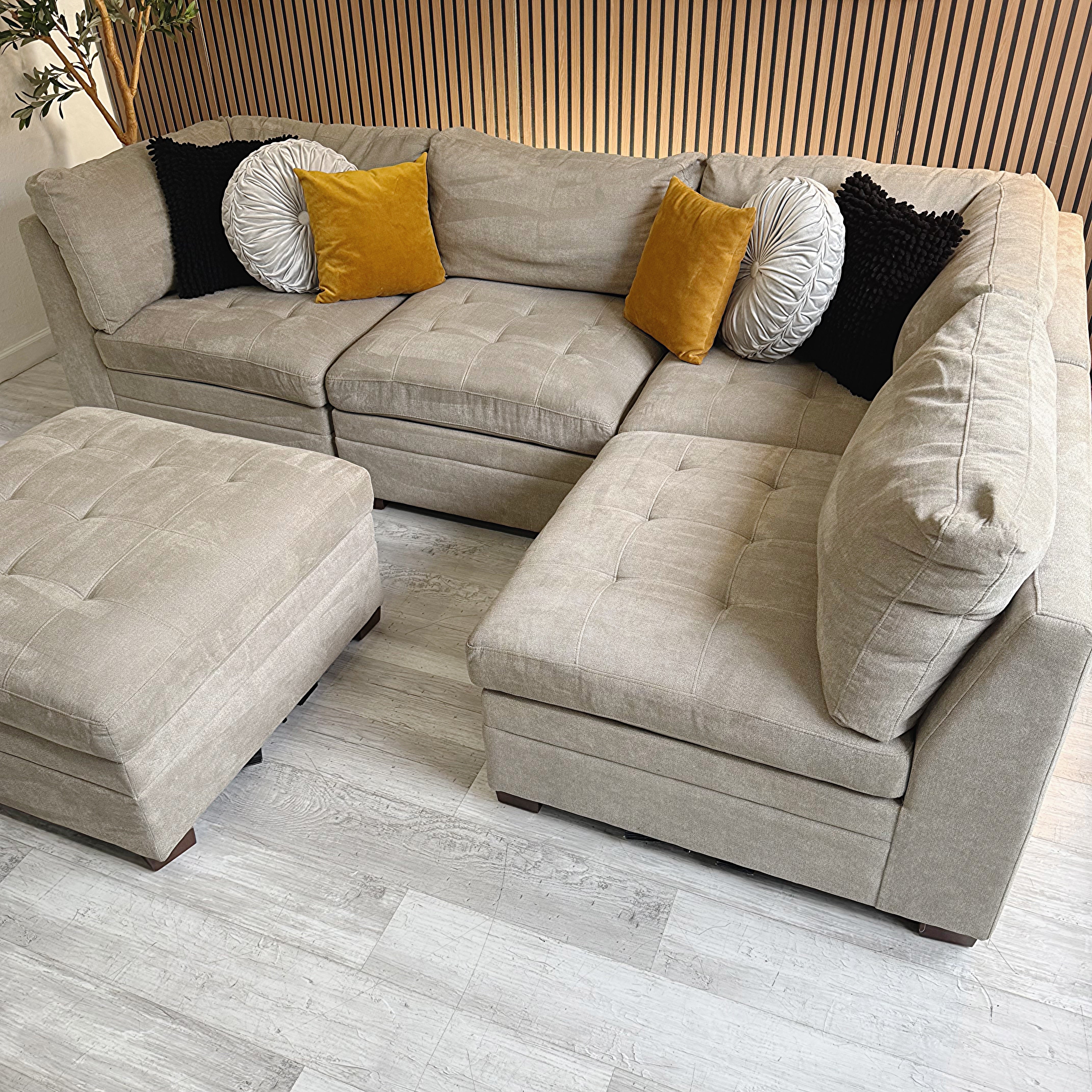 Thomasville Modular Sectional – Gray Microfiber with Storage Ottoman