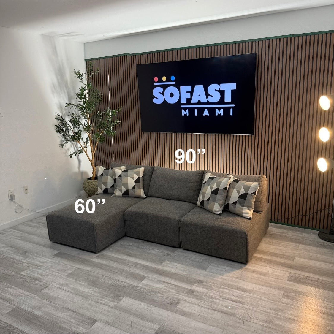 Modular Sectional – Dark Gray Fabric – Good Condition