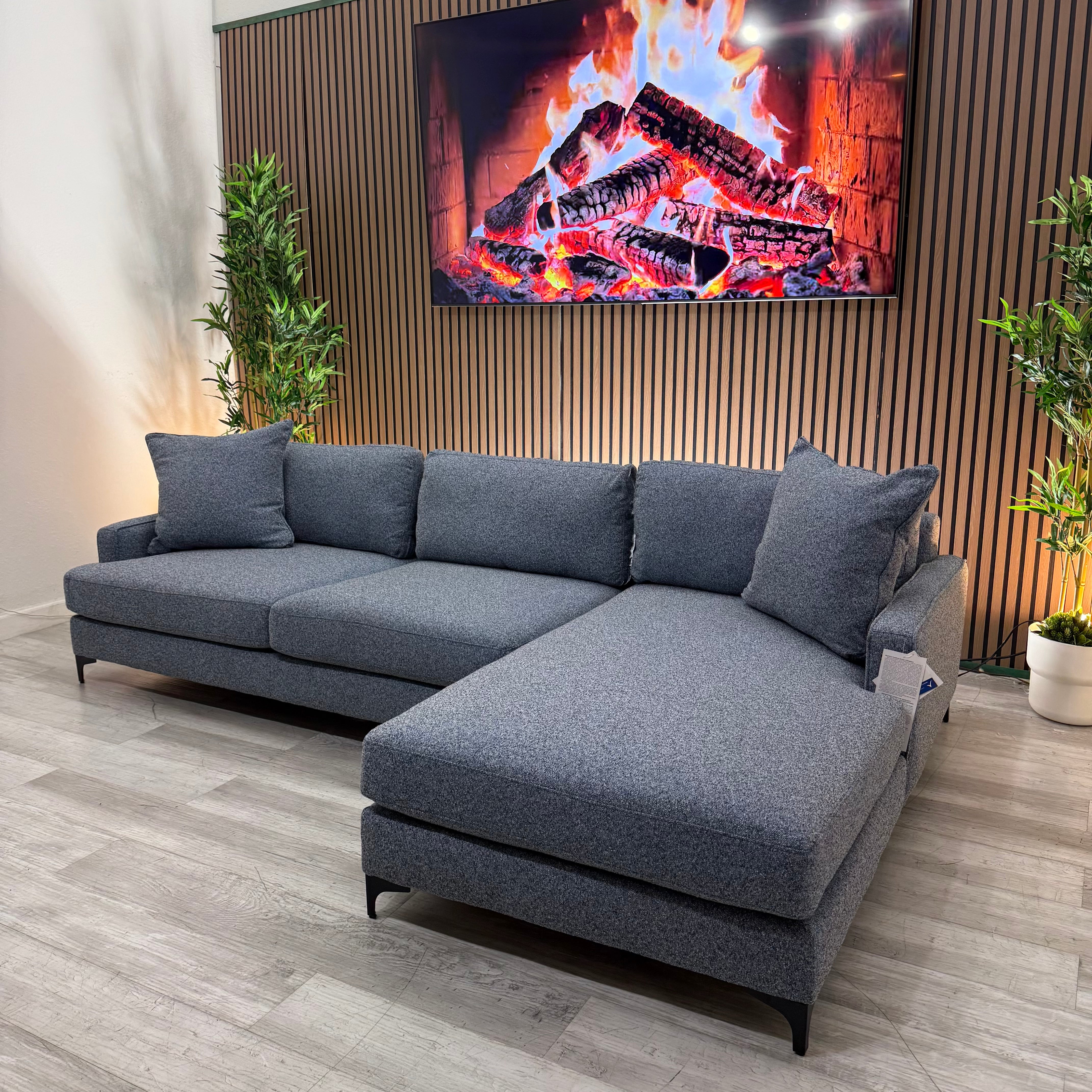Blue Fabric Sectional Couch