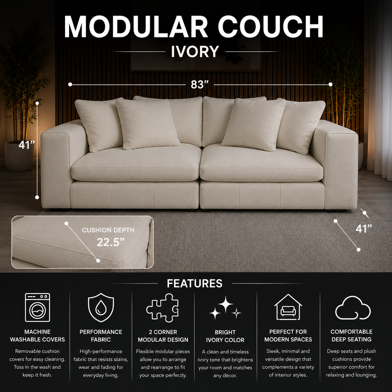 Dark Gray Modular Sectional