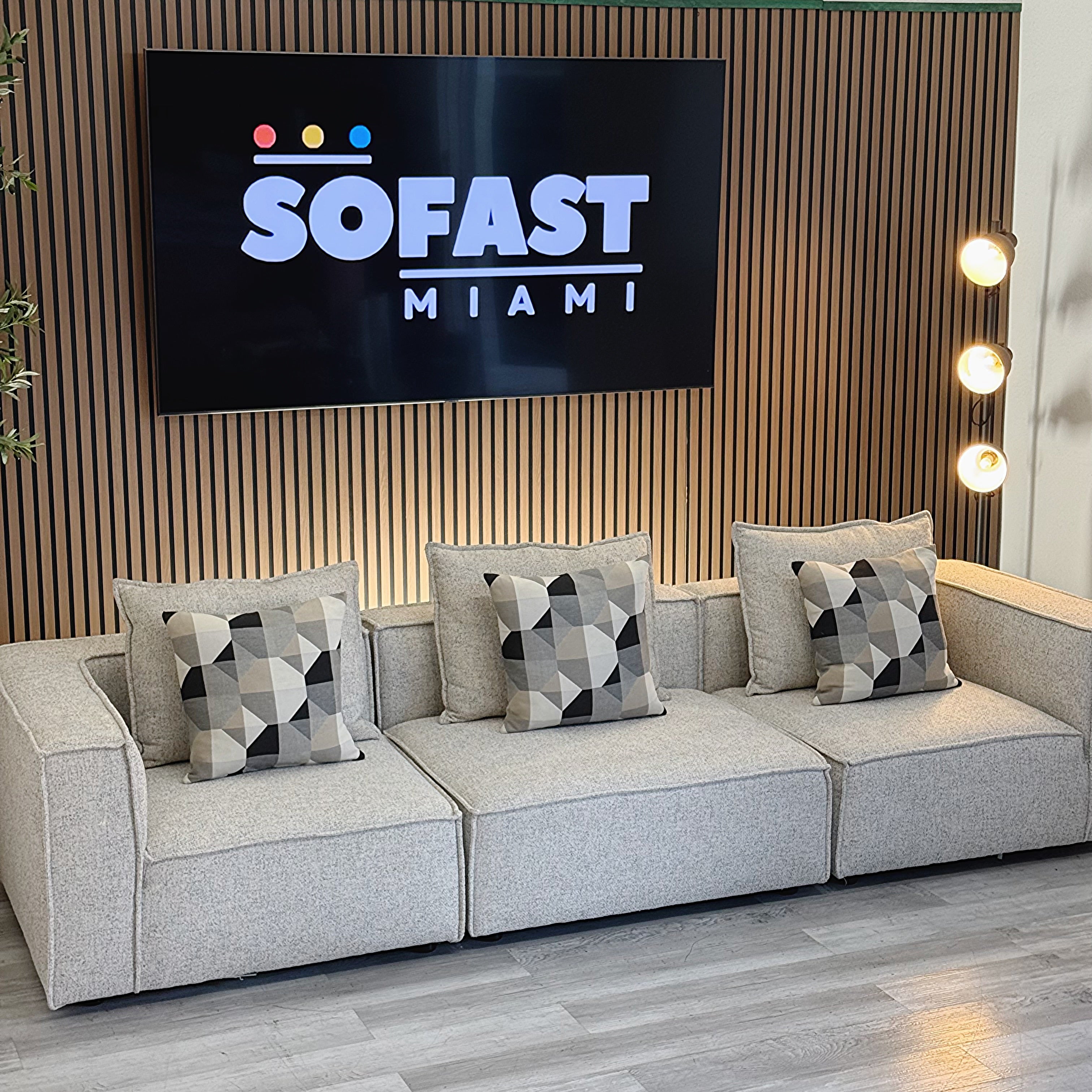 Tatum Gray Fabric 3-Piece Modular Sofa