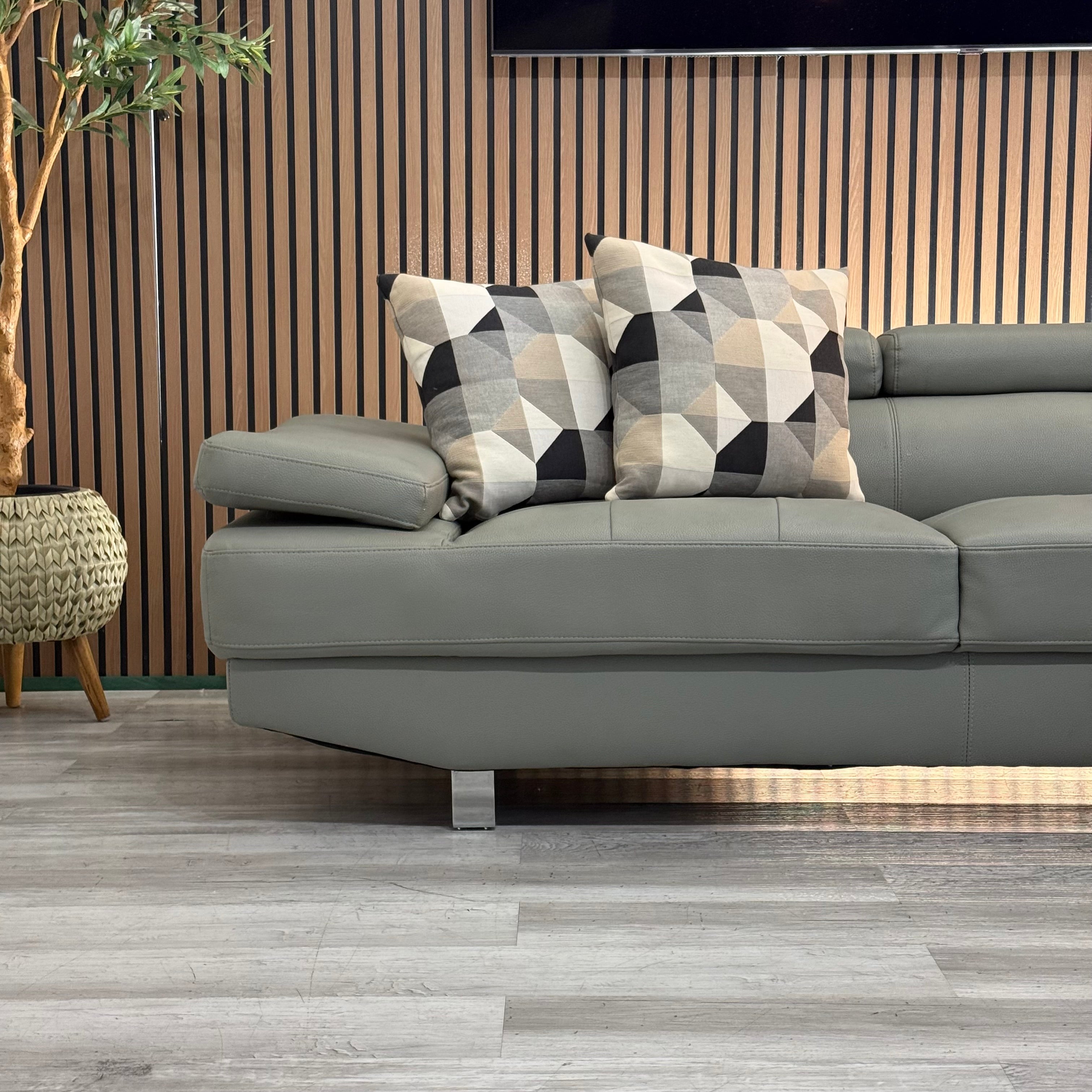 Sectional Couch Leather Gray