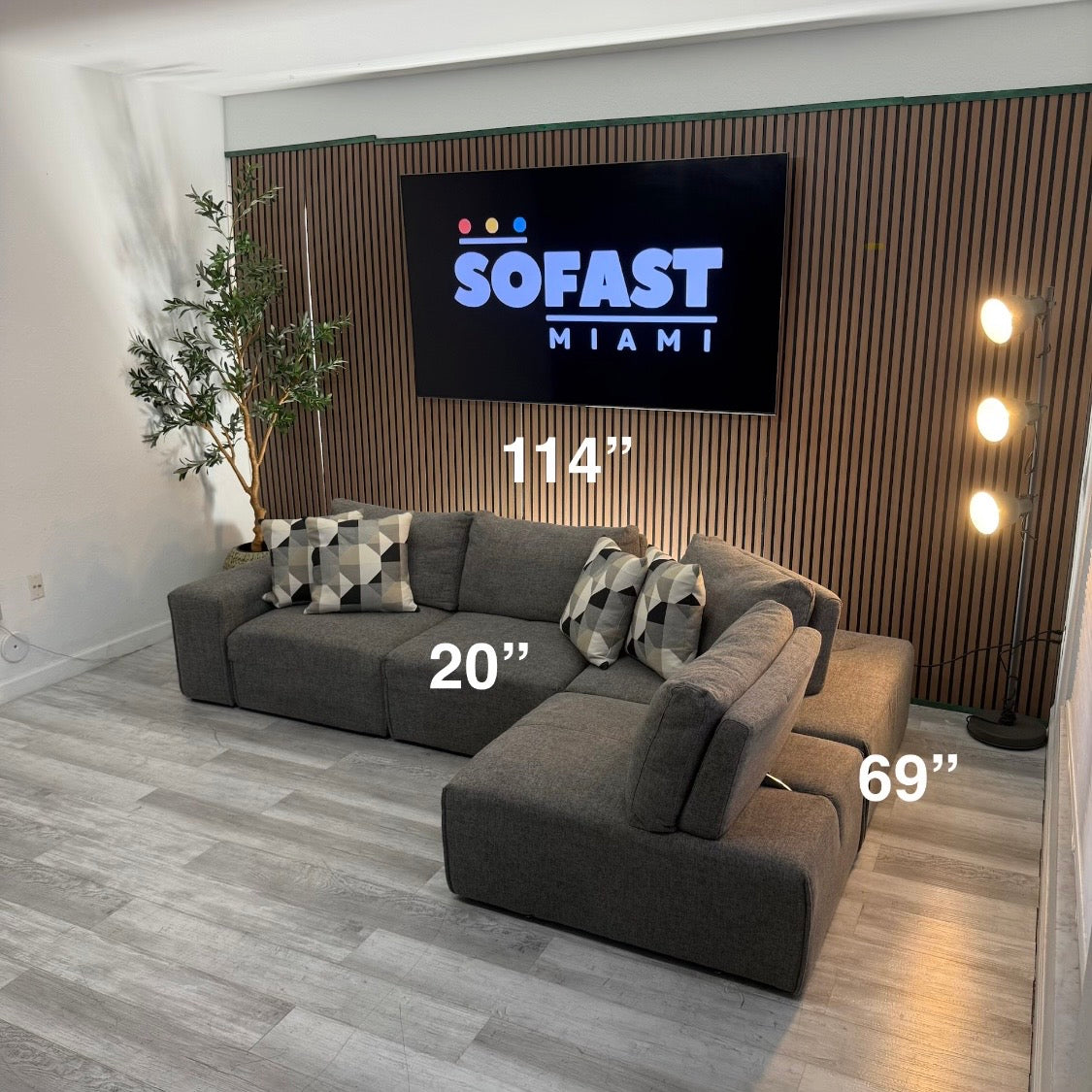 Modular Sectional – Dark Gray Fabric – Good Condition