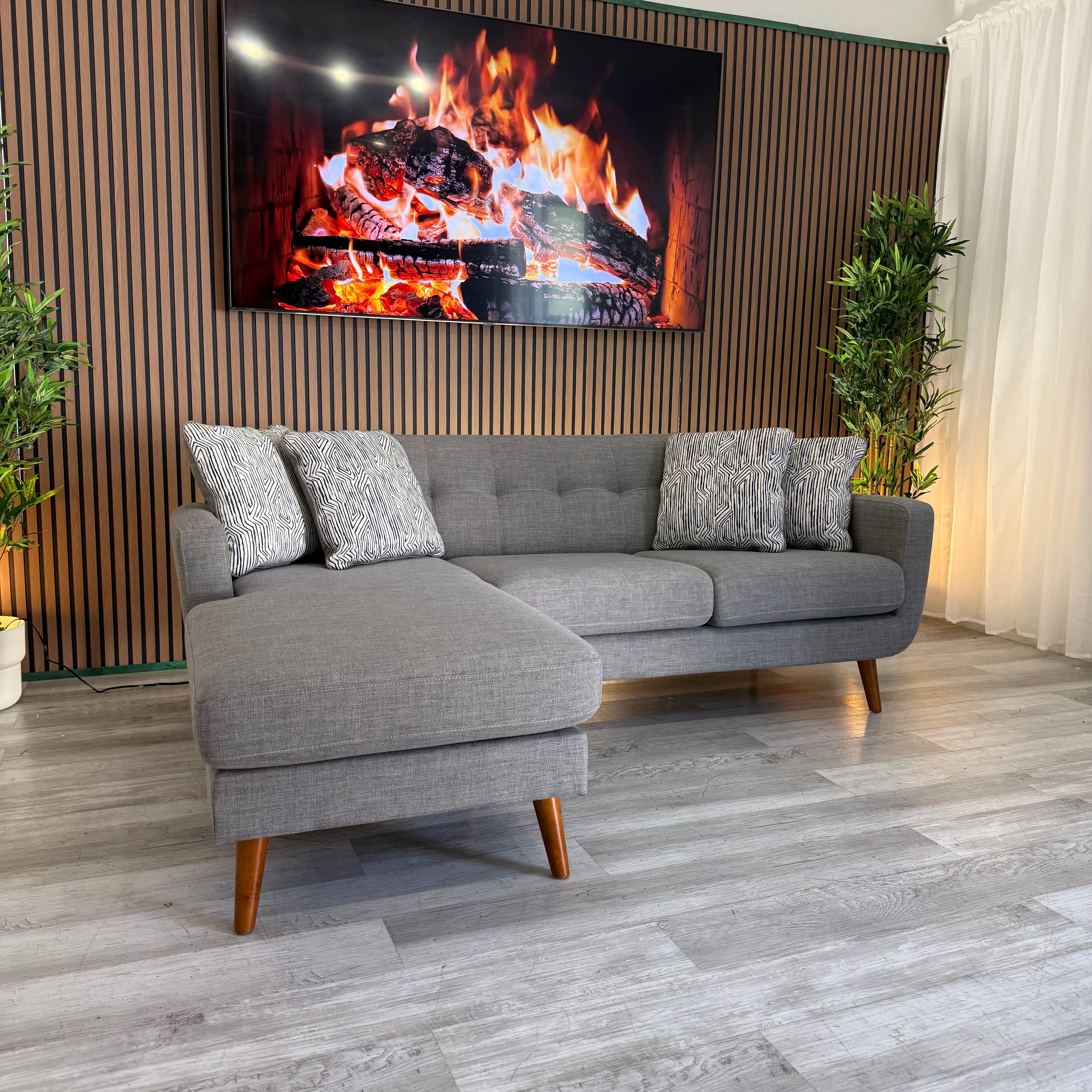 Sectional Couch Reversible Gray