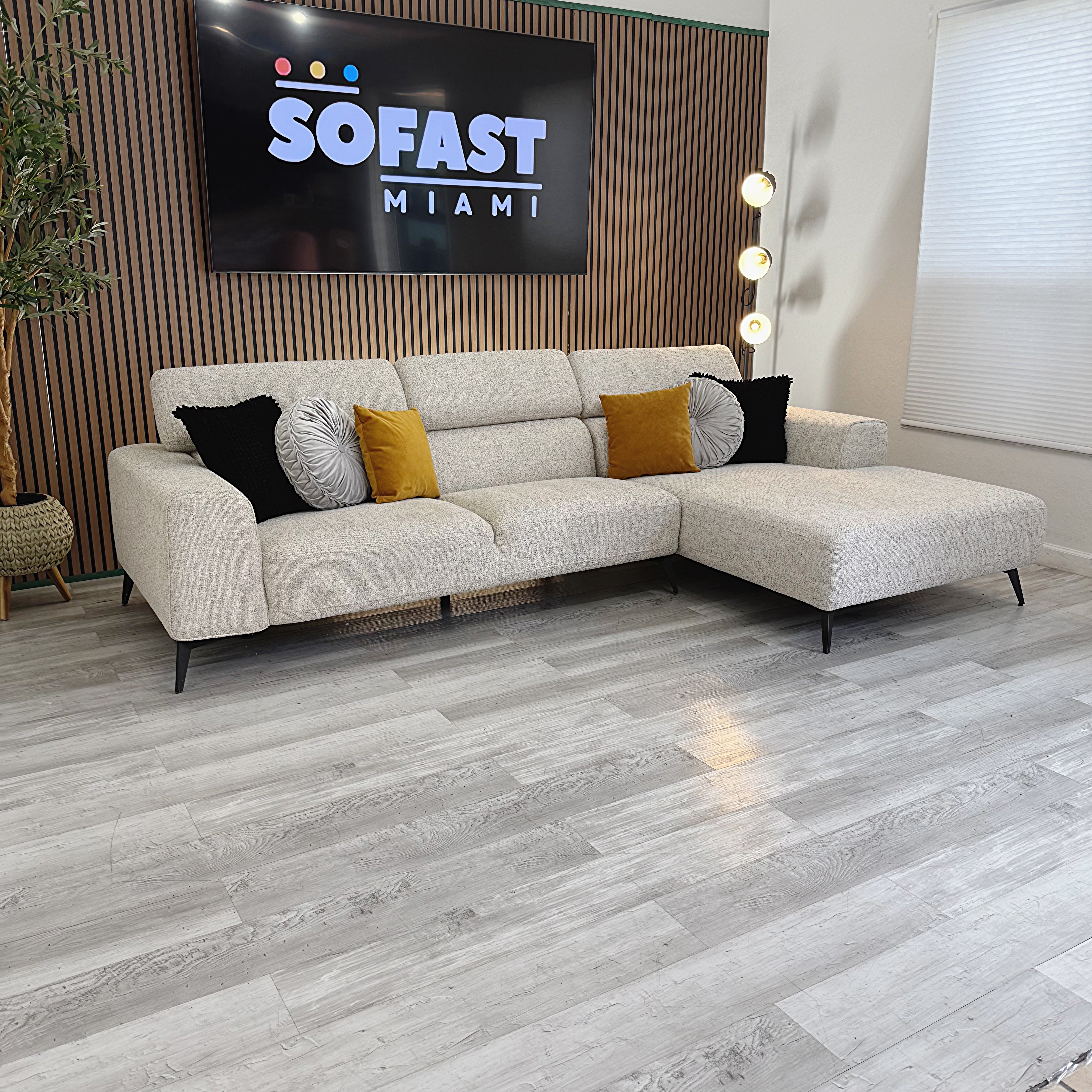 Alina Beige Fabric Right Chaise Sectional