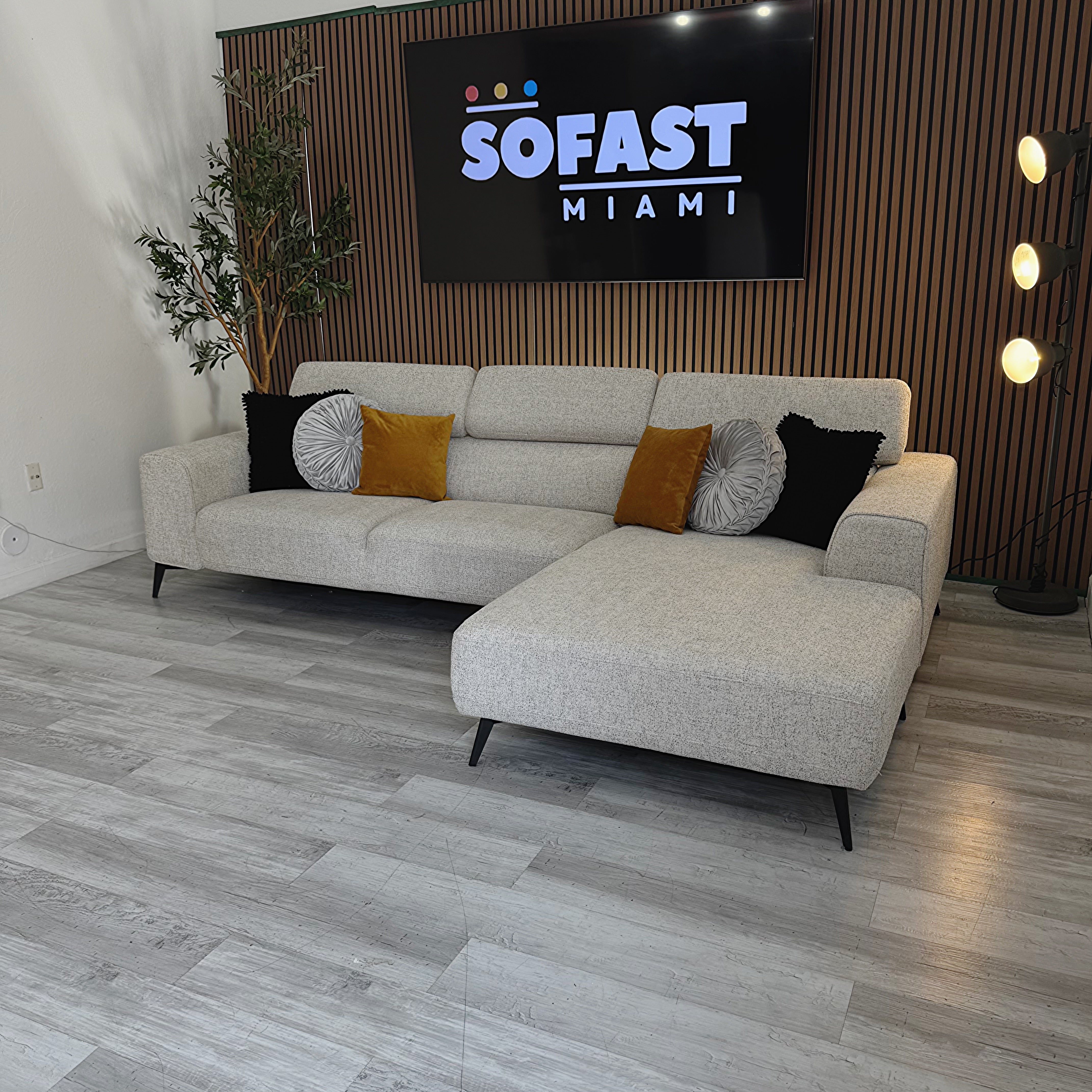 Alina Beige Fabric Right Chaise Sectional