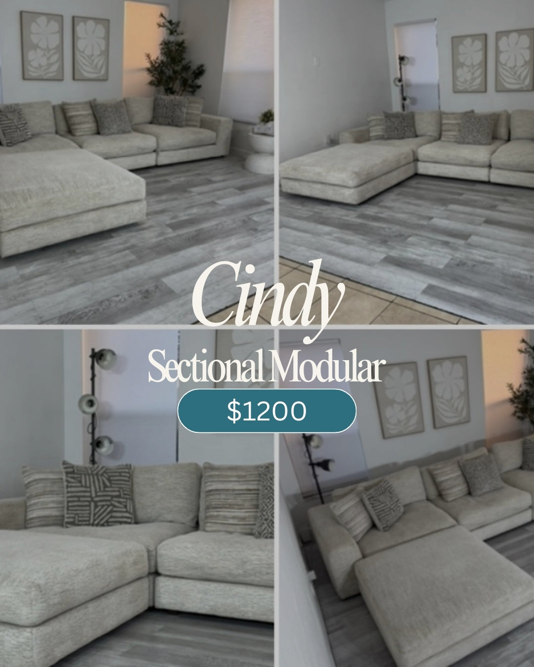 Cindy Crawford Home Monterey Park Modular Sectional - Beige/Gray