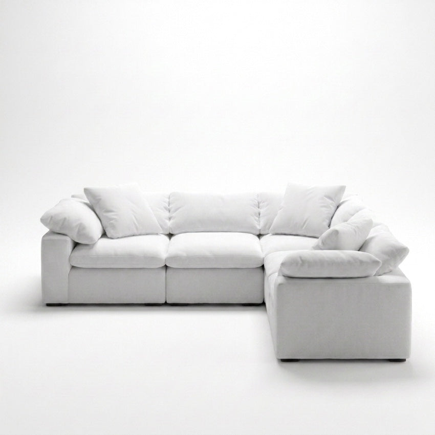 Cloud 5-Piece L-Sectional 135 inch white performance fabric - front view