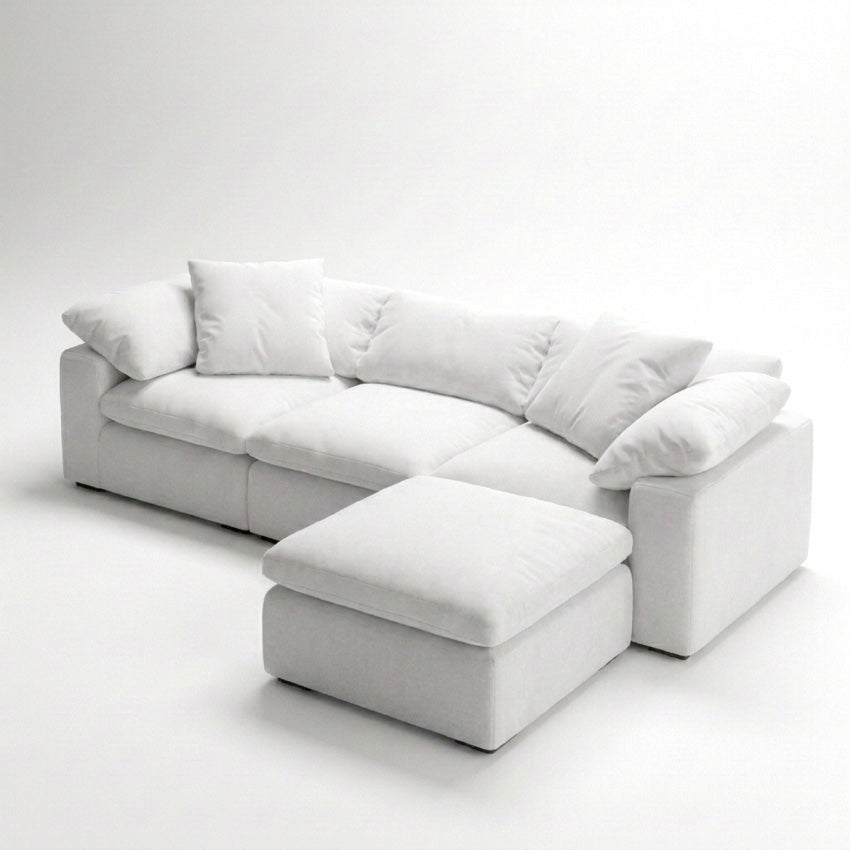 Cloud 4-Piece Sectional with Ottoman white - diagonal view