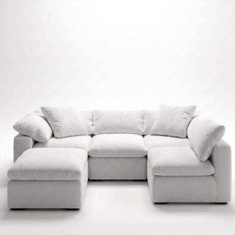 Cloud 5 Piece Modular + Ottoman White