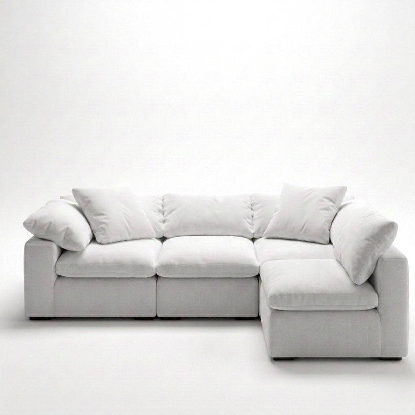 Cloud 4-Piece L-Sectional white performance fabric - front view, chaise right