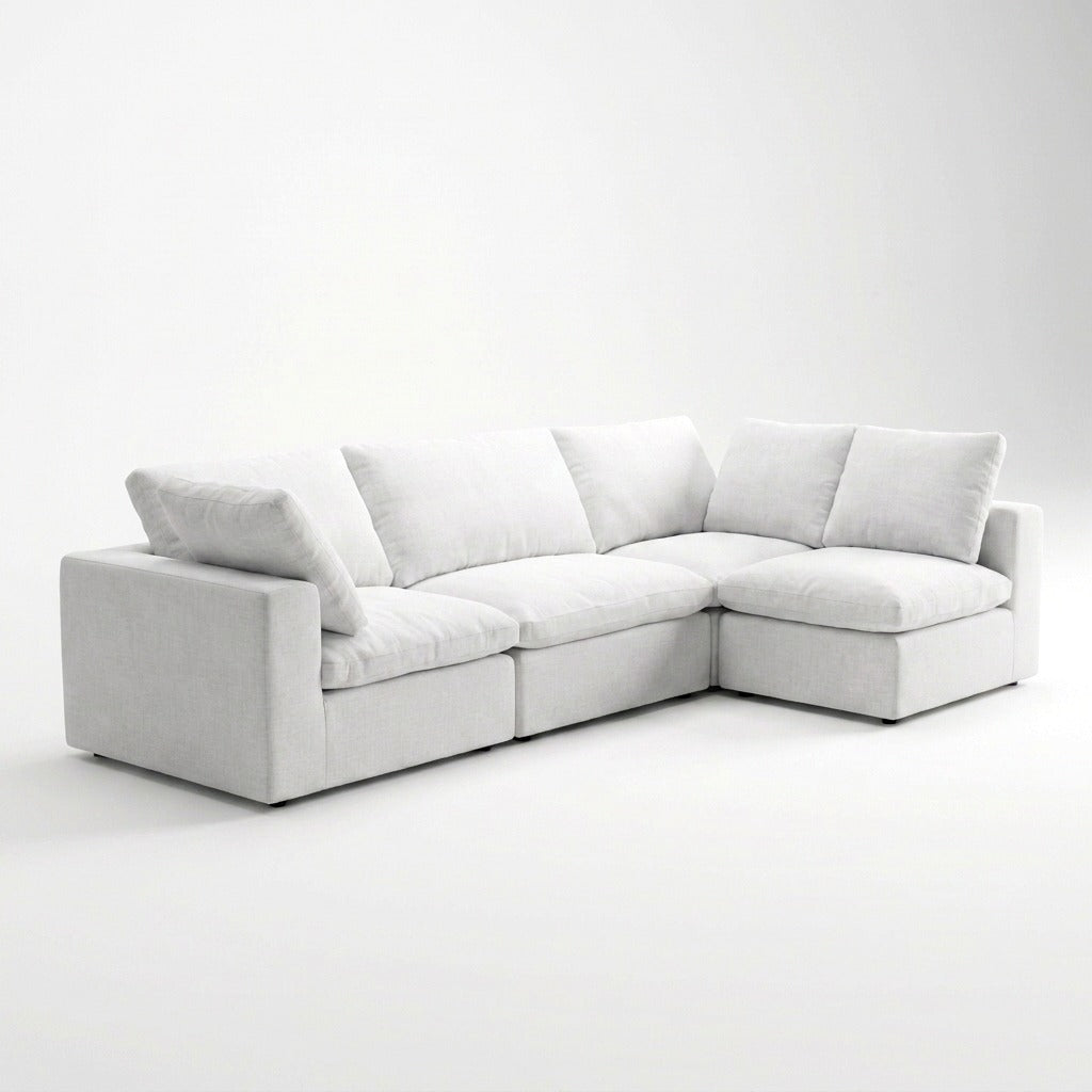 Storage 4-Piece L-Sectional white - three-quarter view