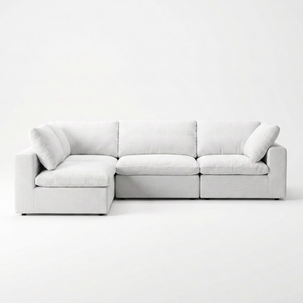 Storage 4-Piece L-Sectional white - front view, chaise left