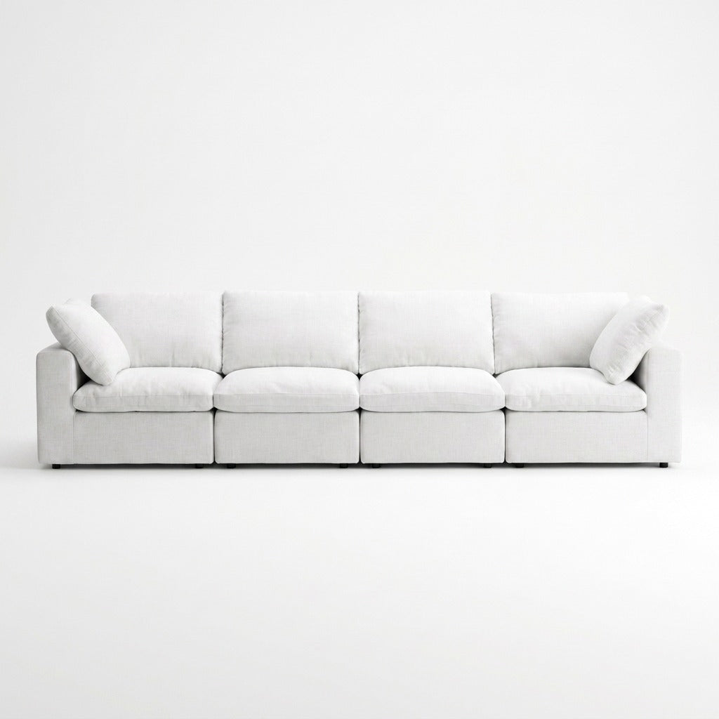 Storage 4-Piece Classic Sectional white woven fabric - front view