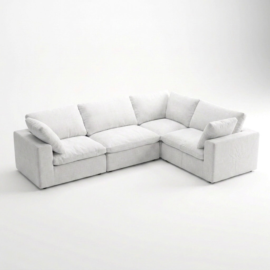 Storage 5-Piece L-Sectional white - three-quarter view