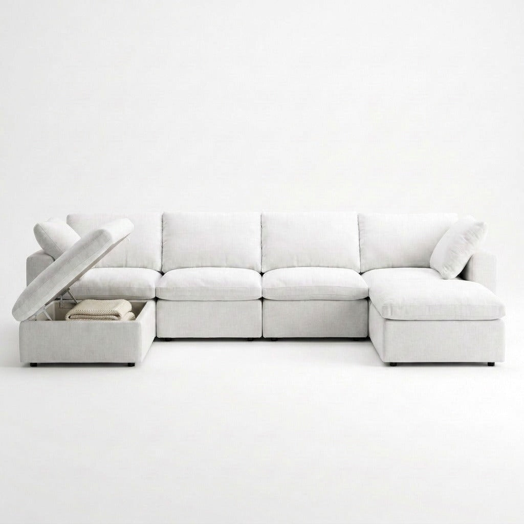Storage U-Sectional 6-Piece - front storage ottoman open