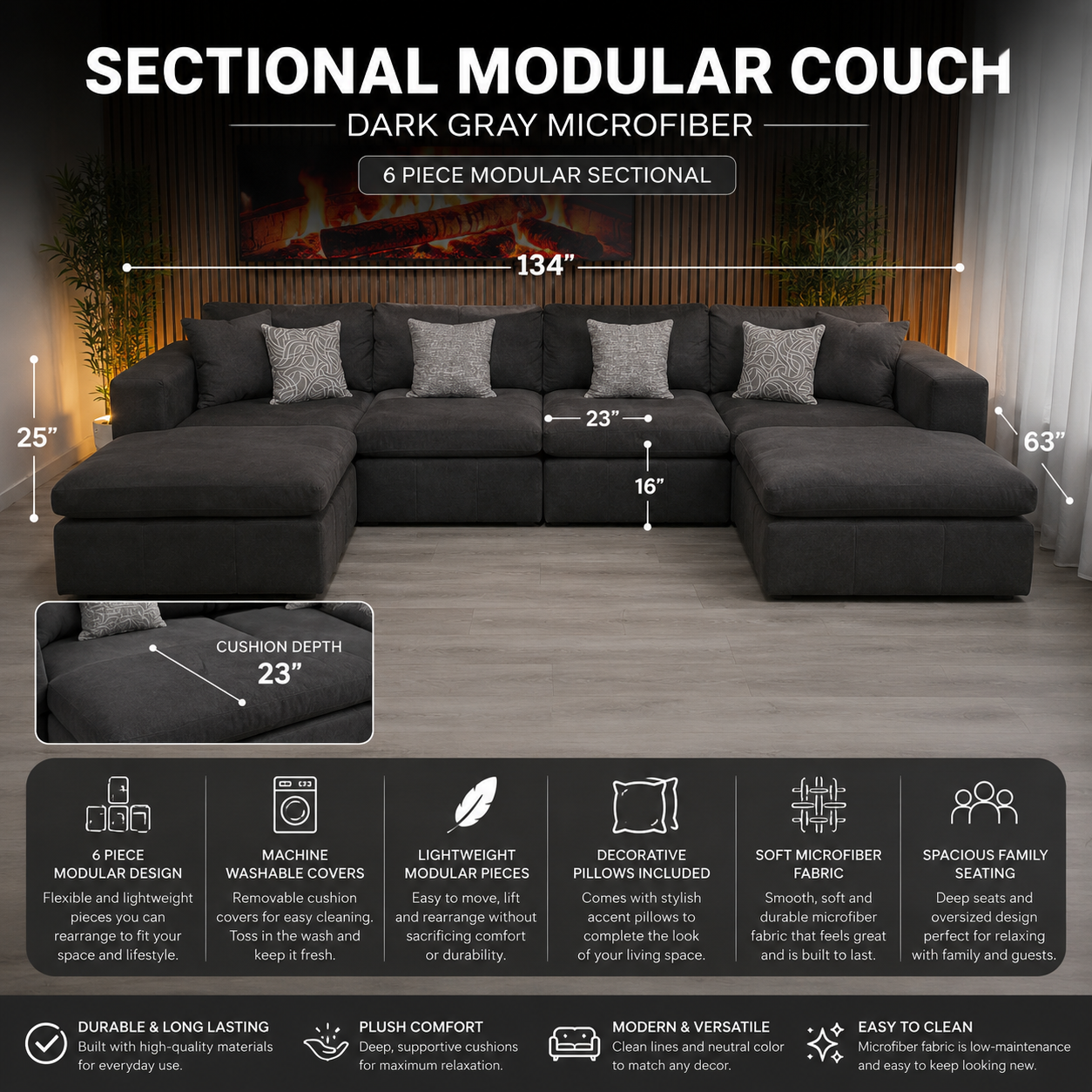 Dark Gray Modular Sectional