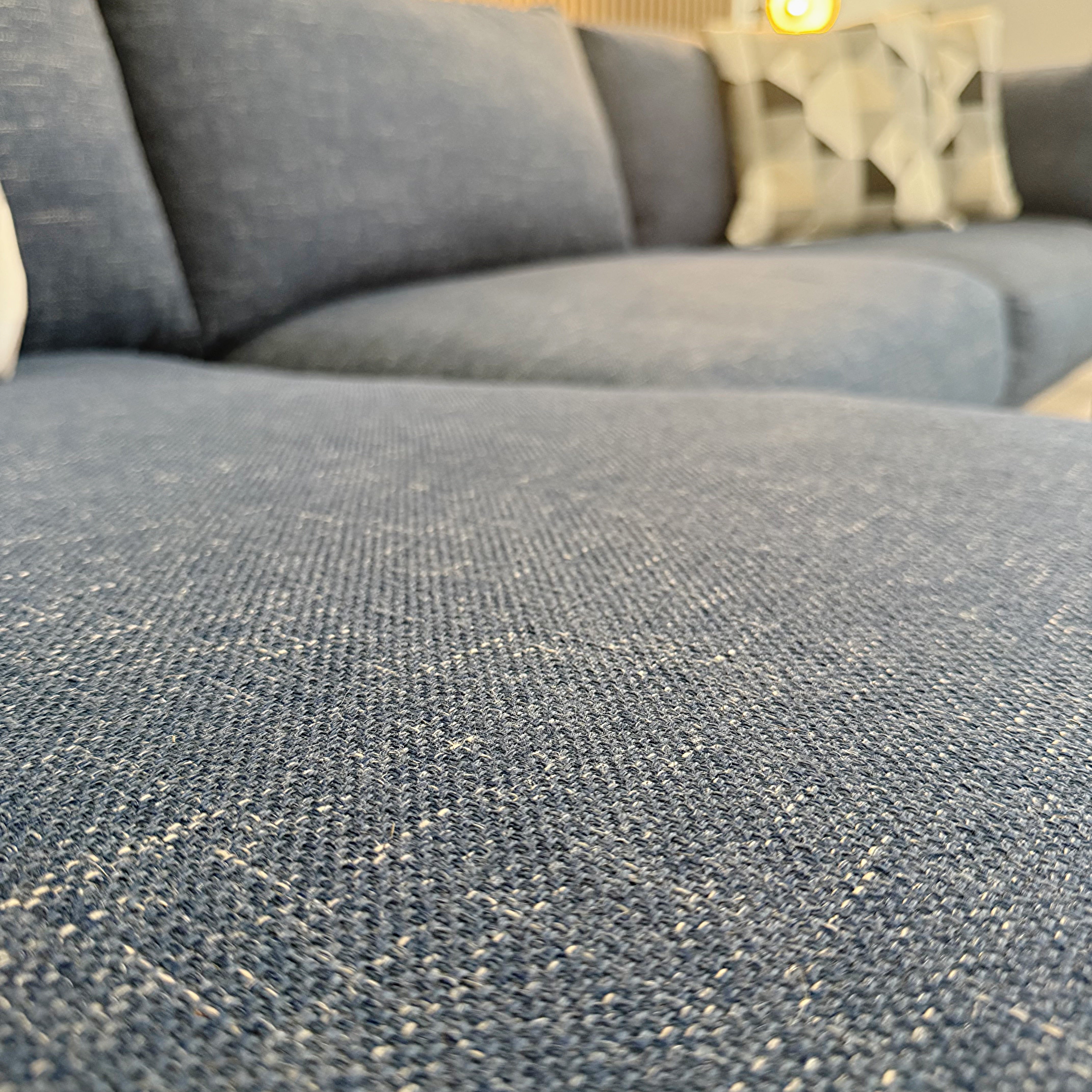 Sectional Couch with Right Chaise – Blue Fabric