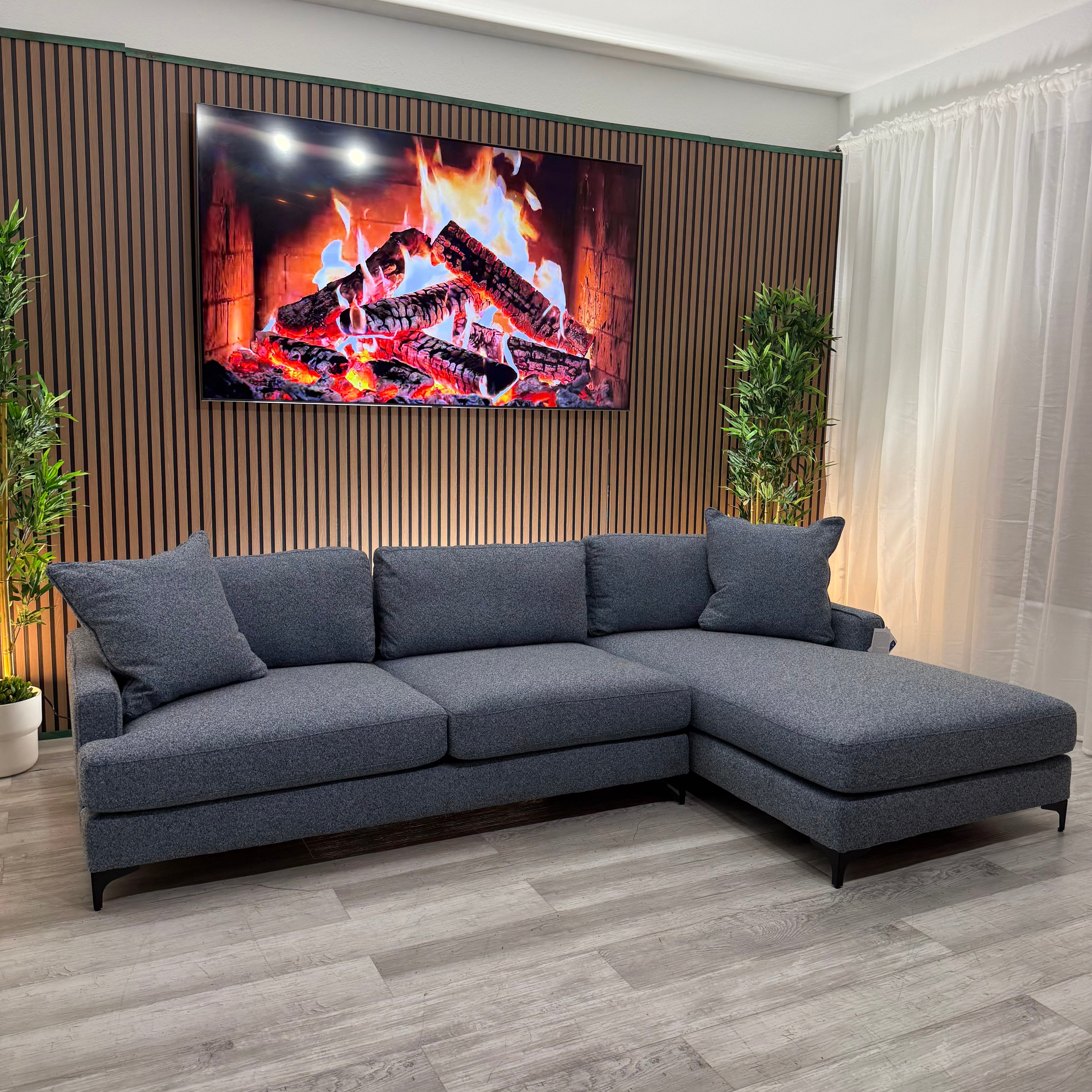 Blue Fabric Sectional Couch