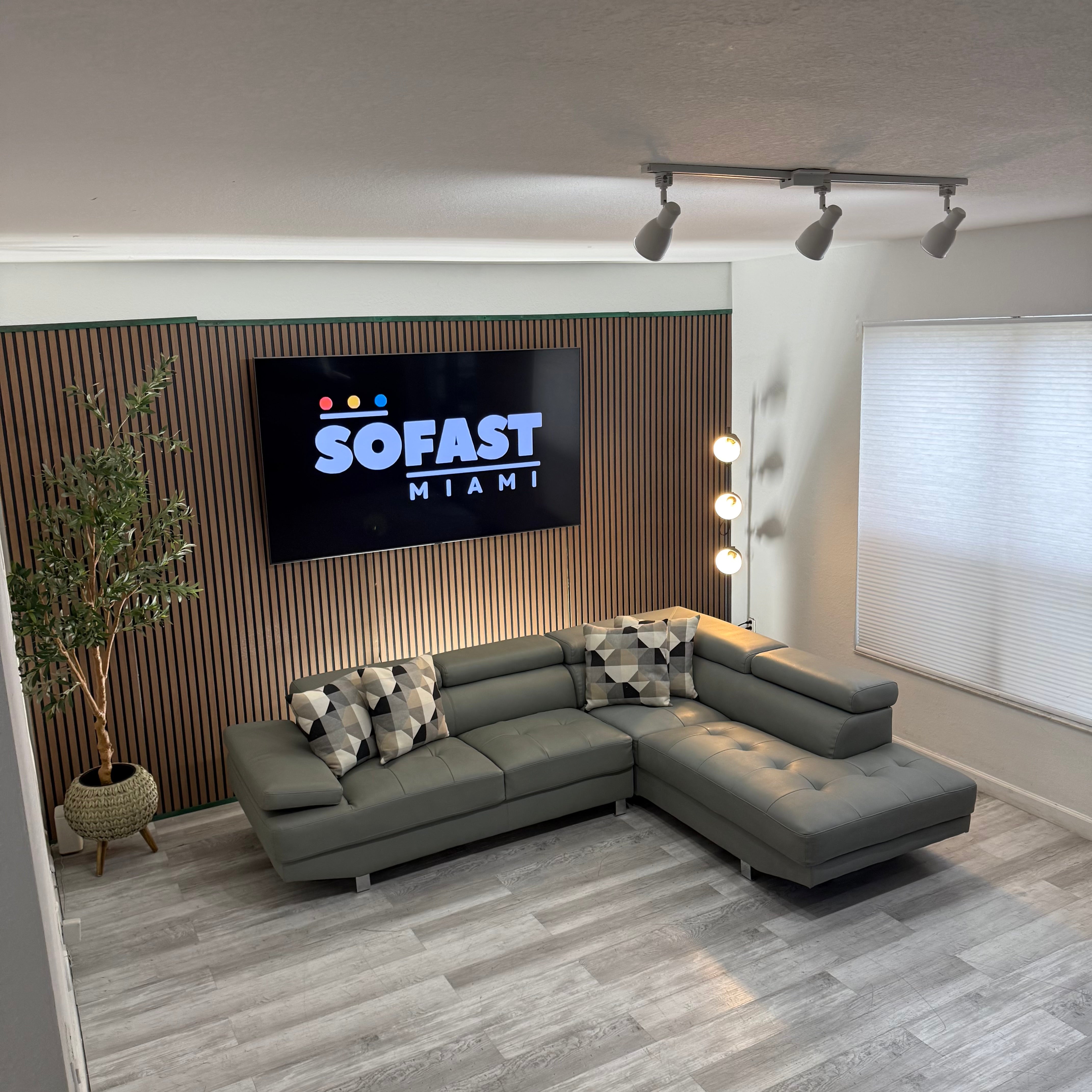 Sectional Couch Leather Gray