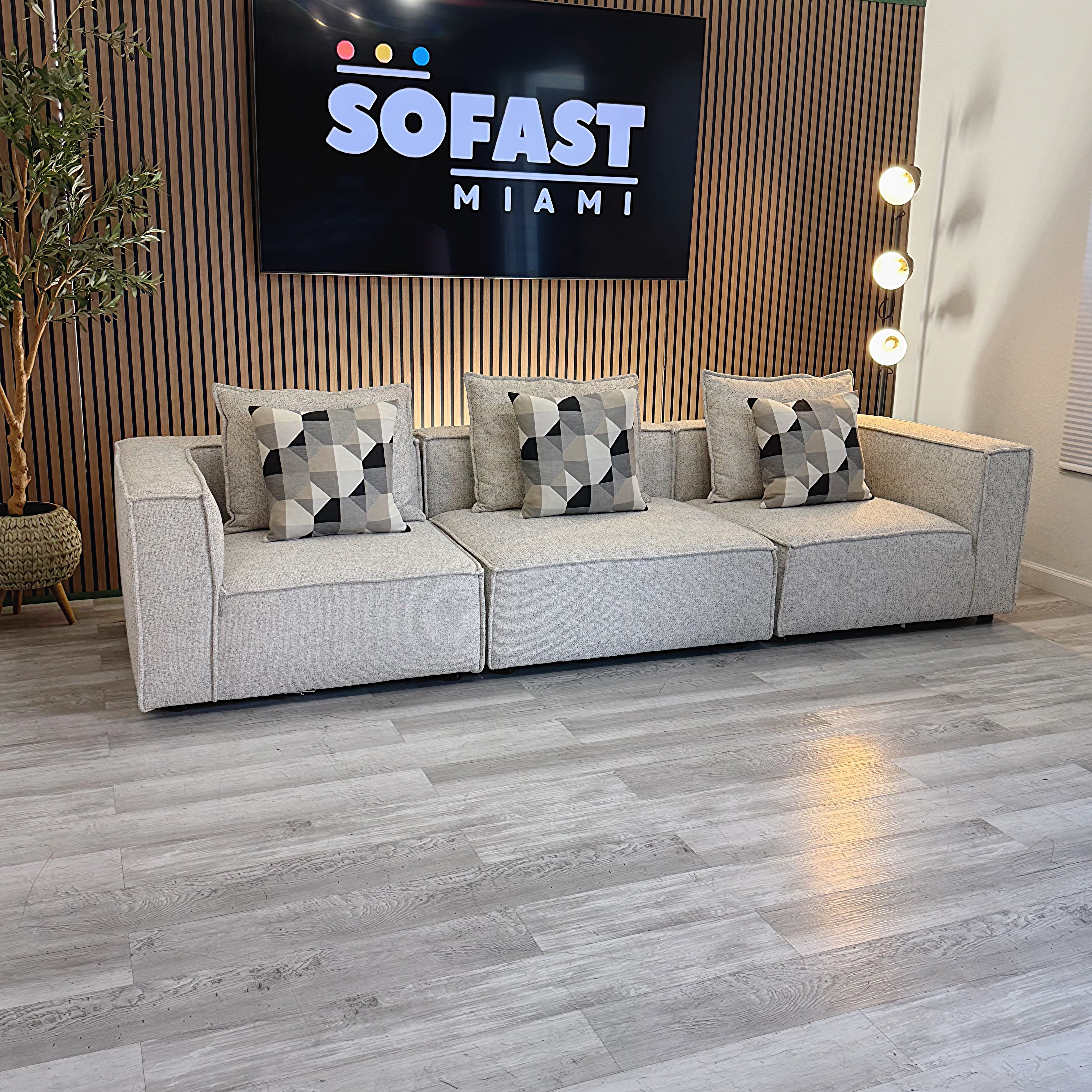 Tatum Gray Fabric 3-Piece Modular Sofa