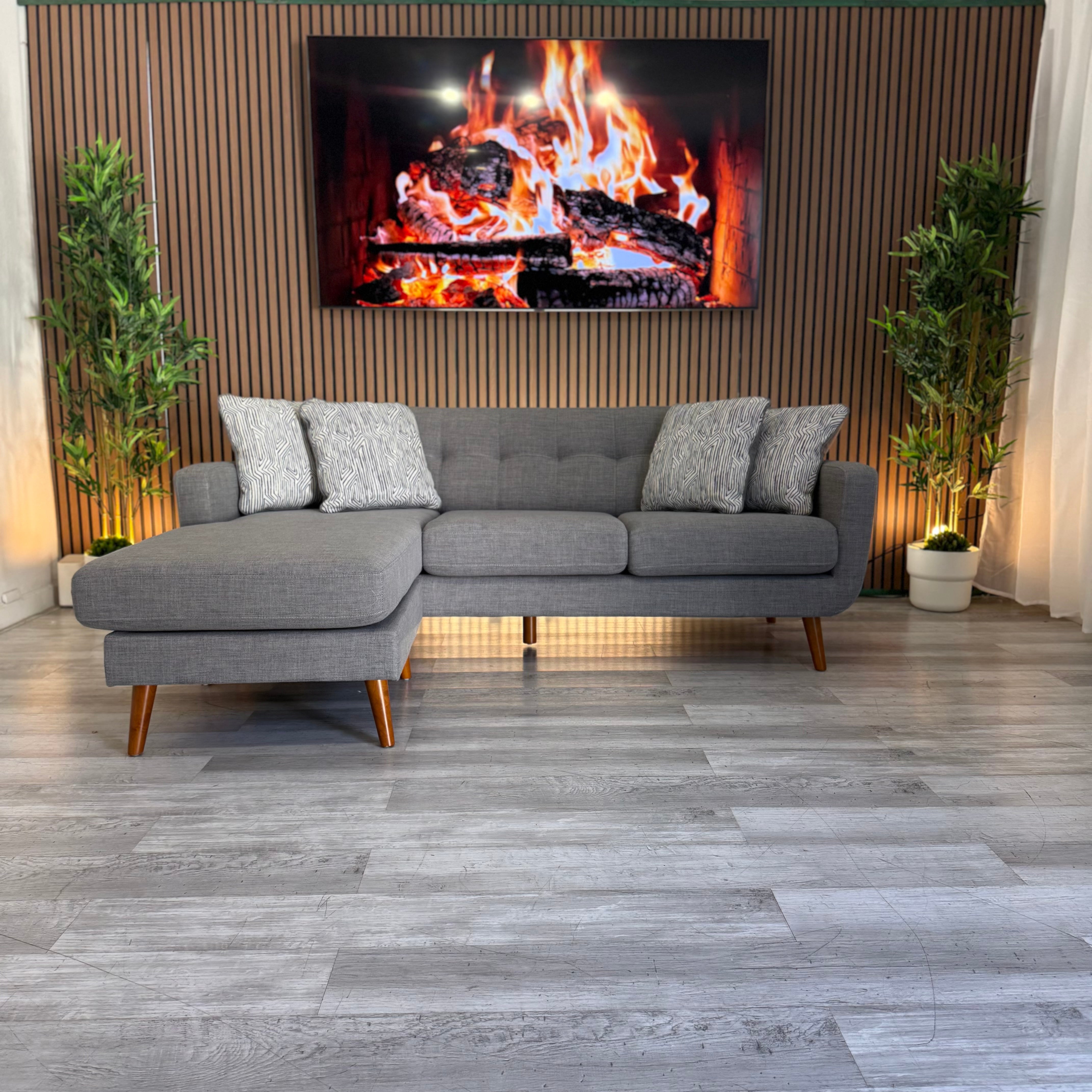 Sectional Couch Reversible Gray