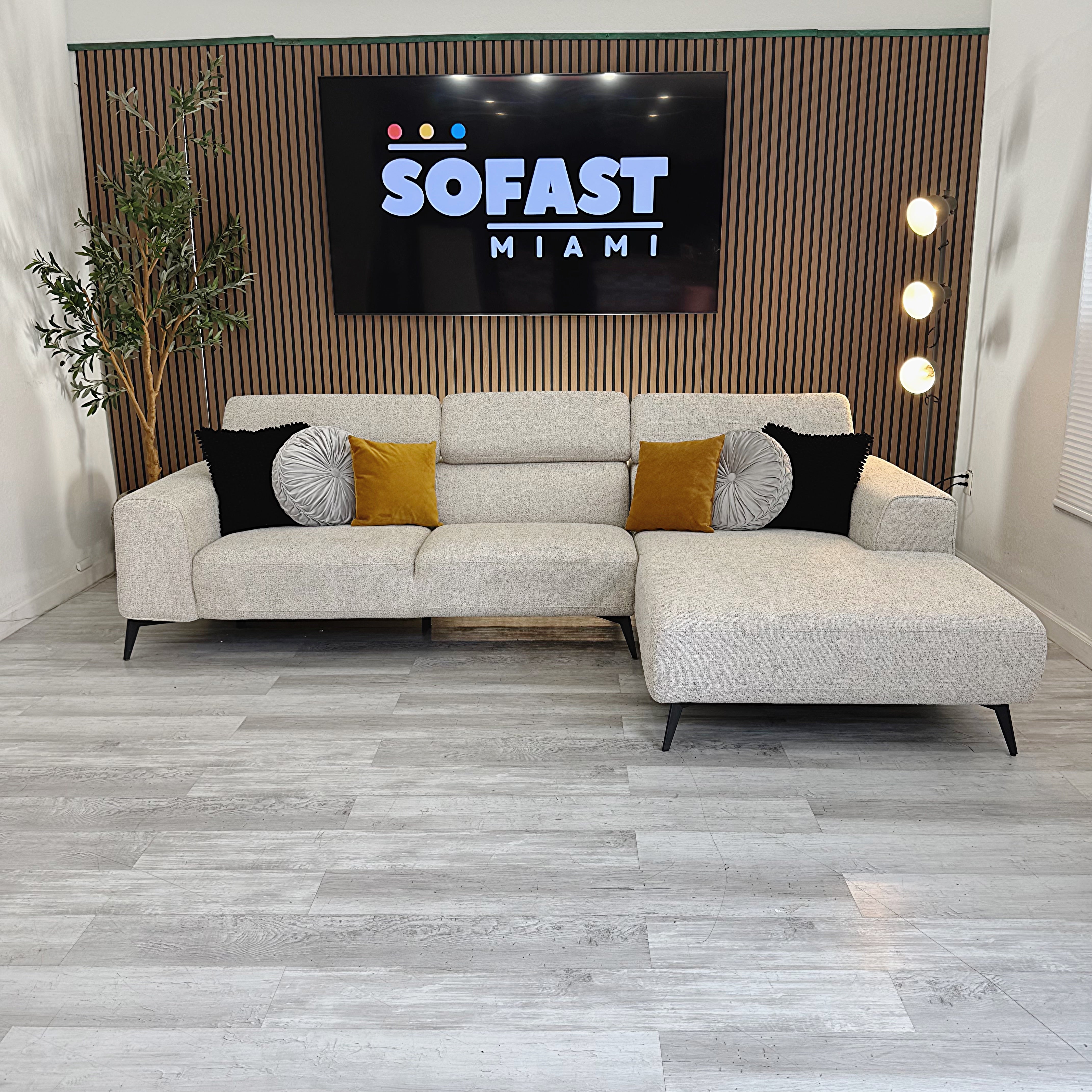 Alina Beige Fabric Right Chaise Sectional