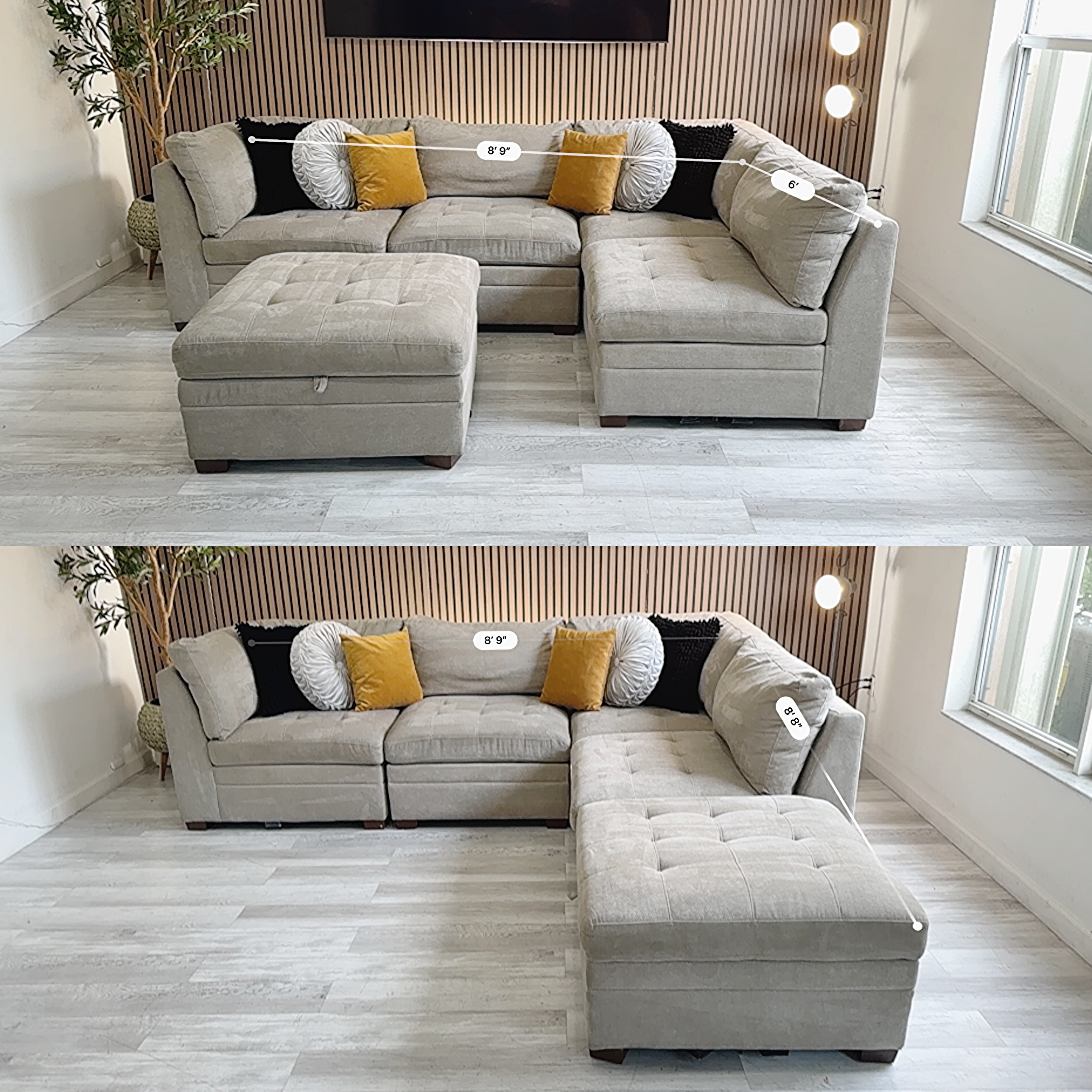 Thomasville Modular Sectional – Gray Microfiber with Storage Ottoman