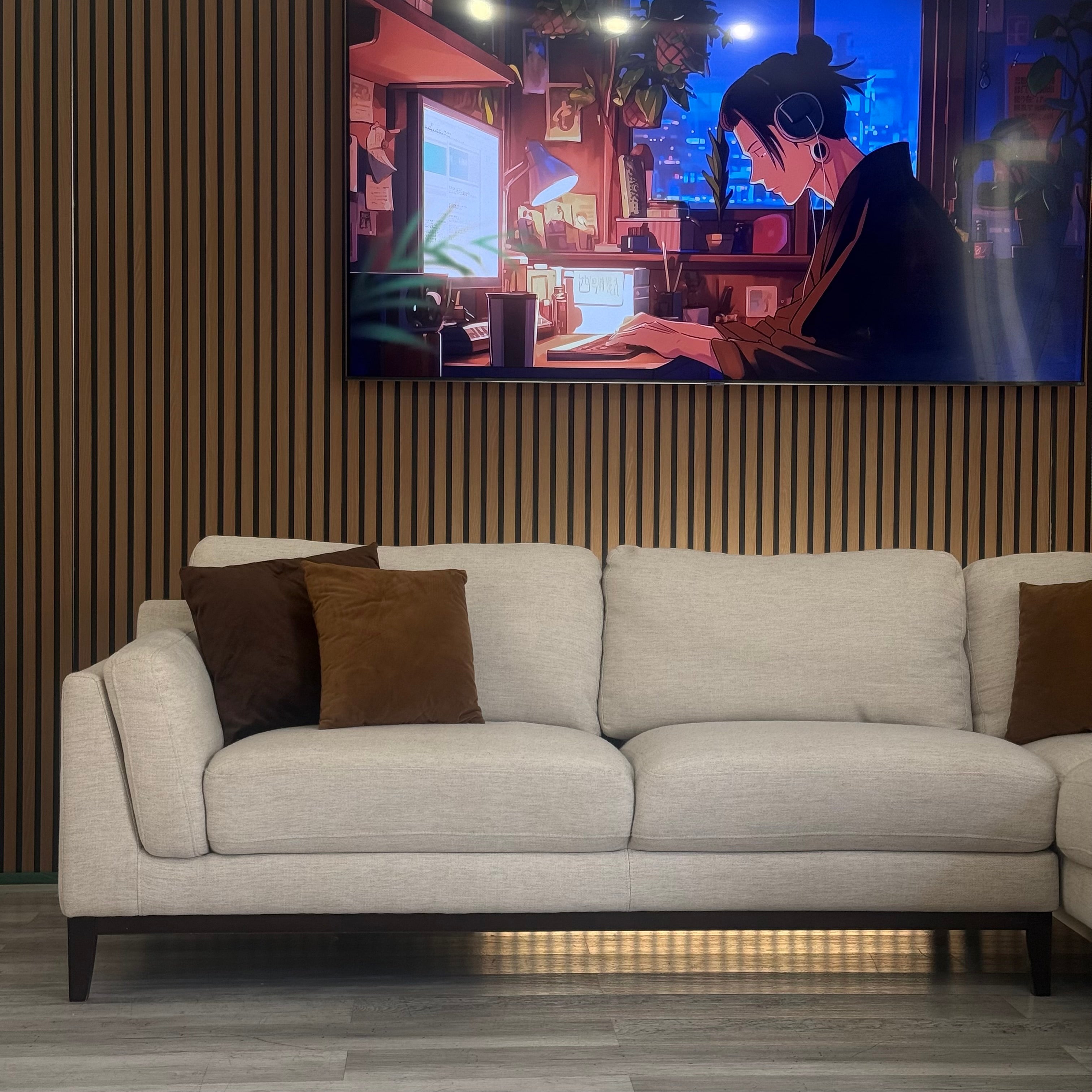 Sectional Couch Ivory Linen Modern Chaise