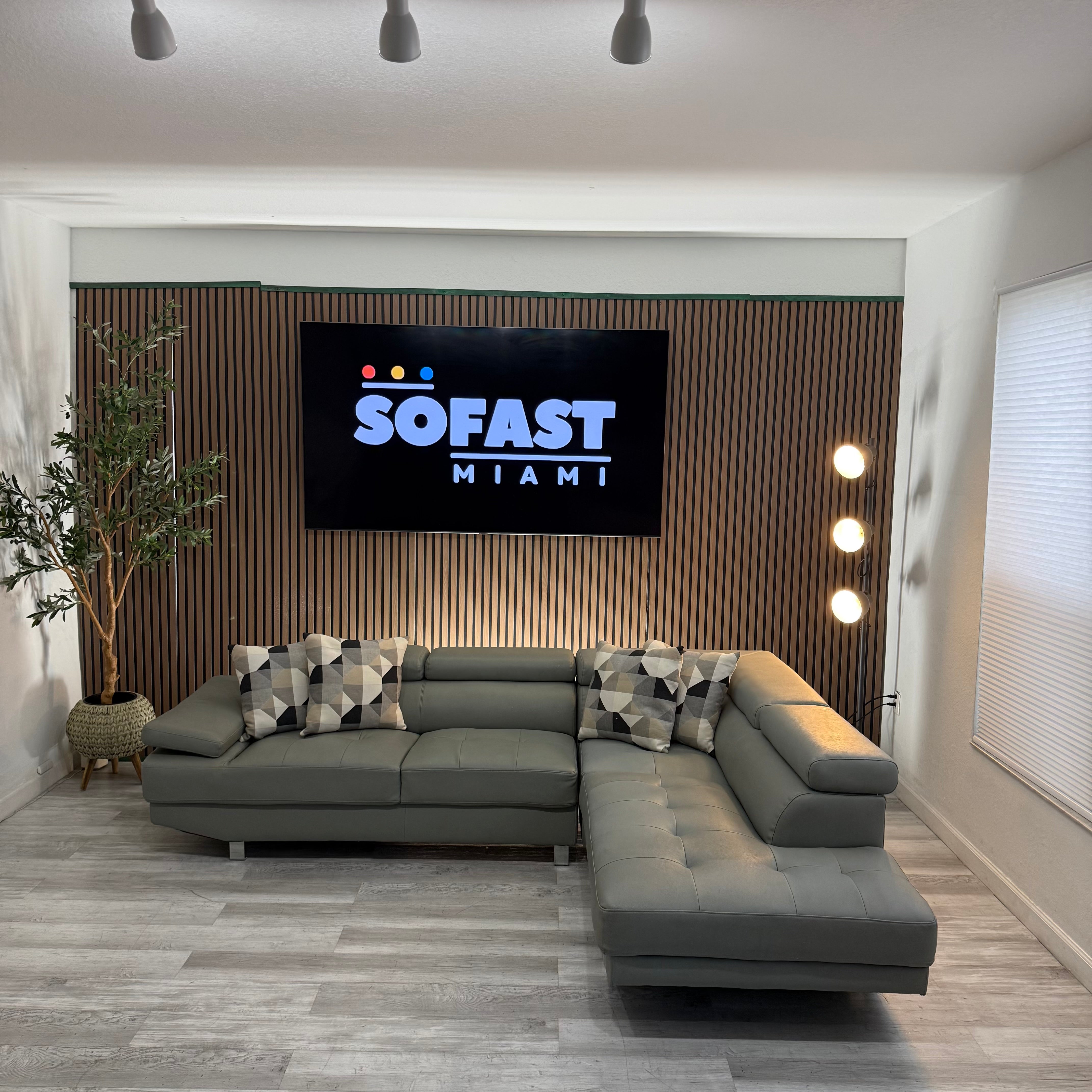 Sectional Couch Leather Gray