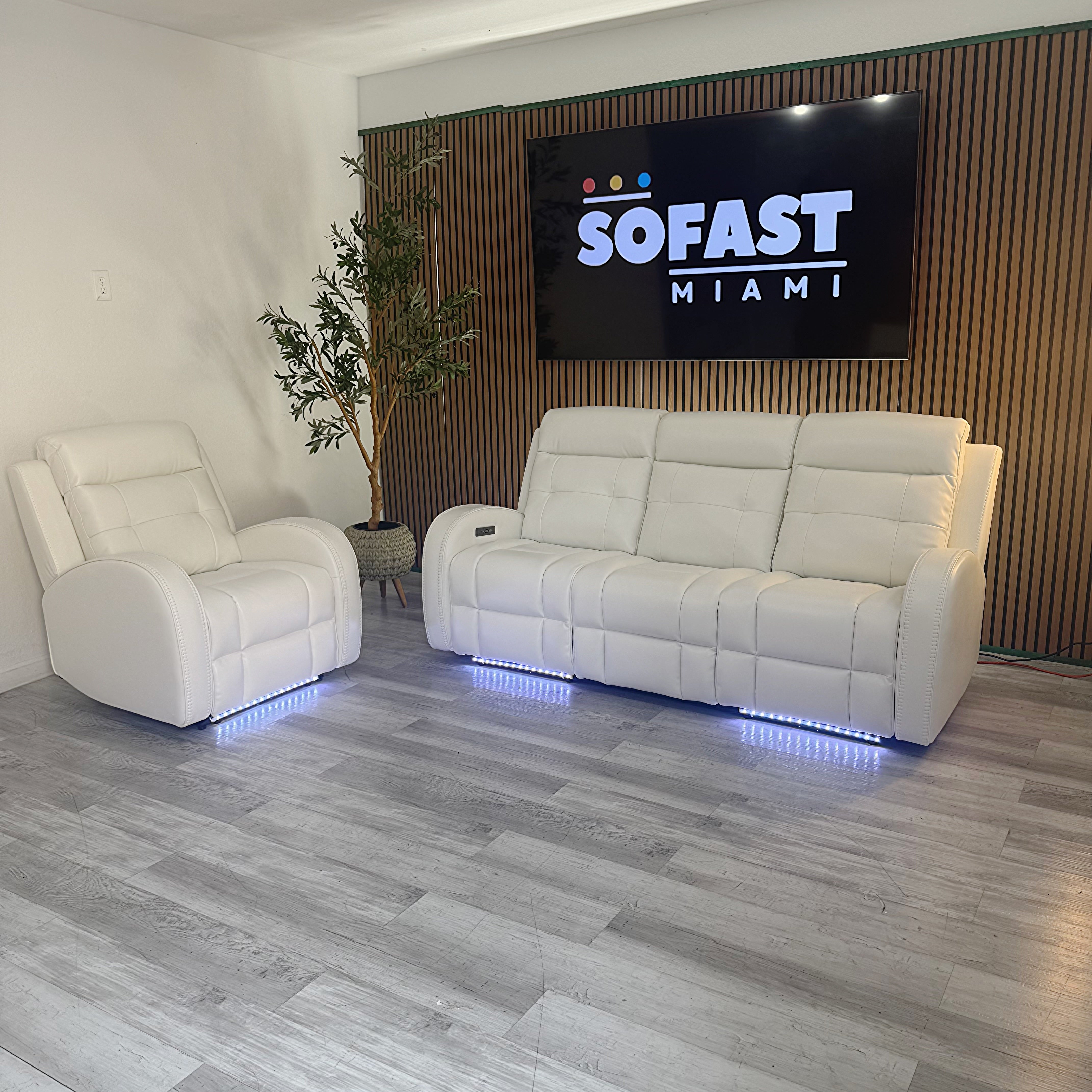 Omega White Micro Power Reclining Sofa