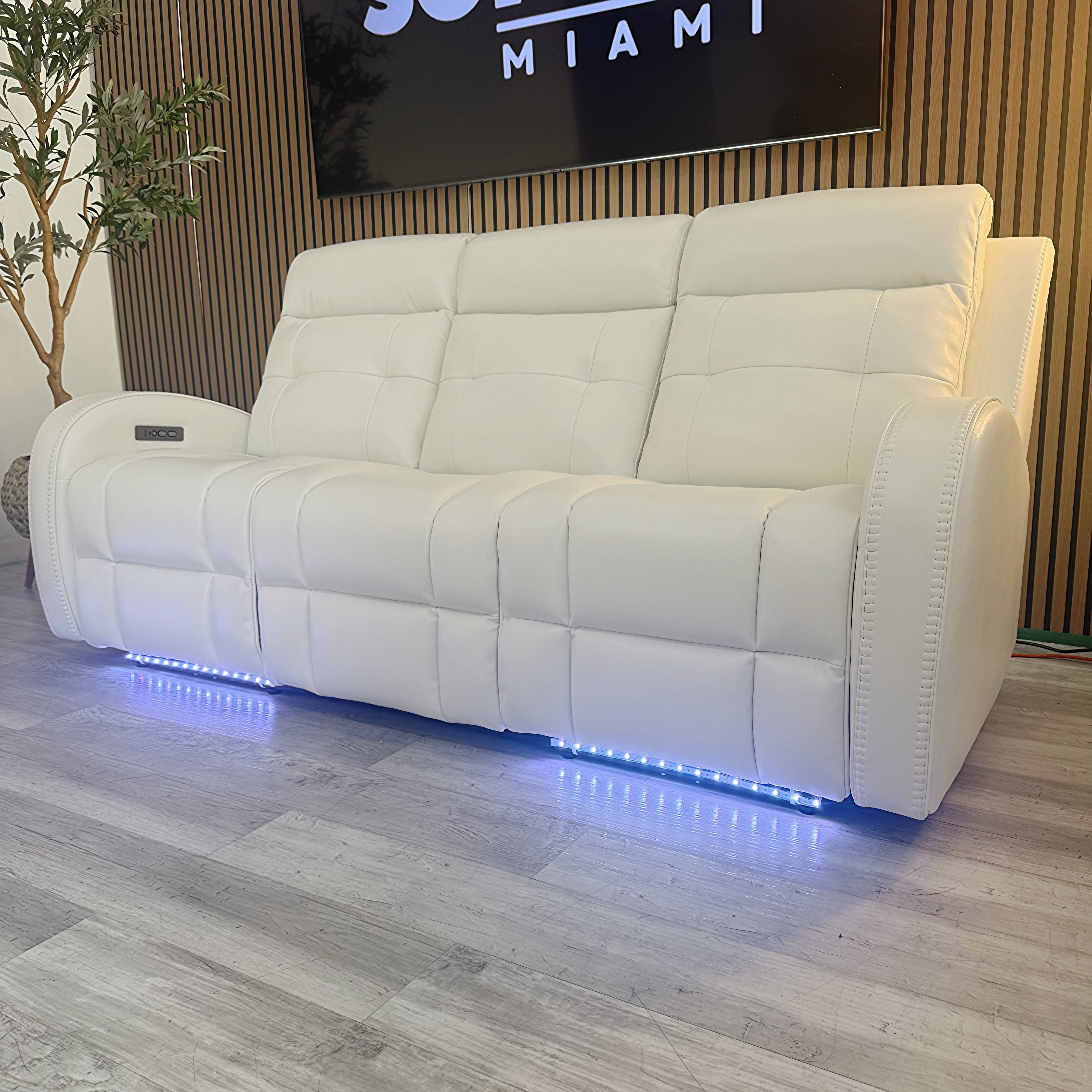 Omega White Micro Power Reclining Sofa