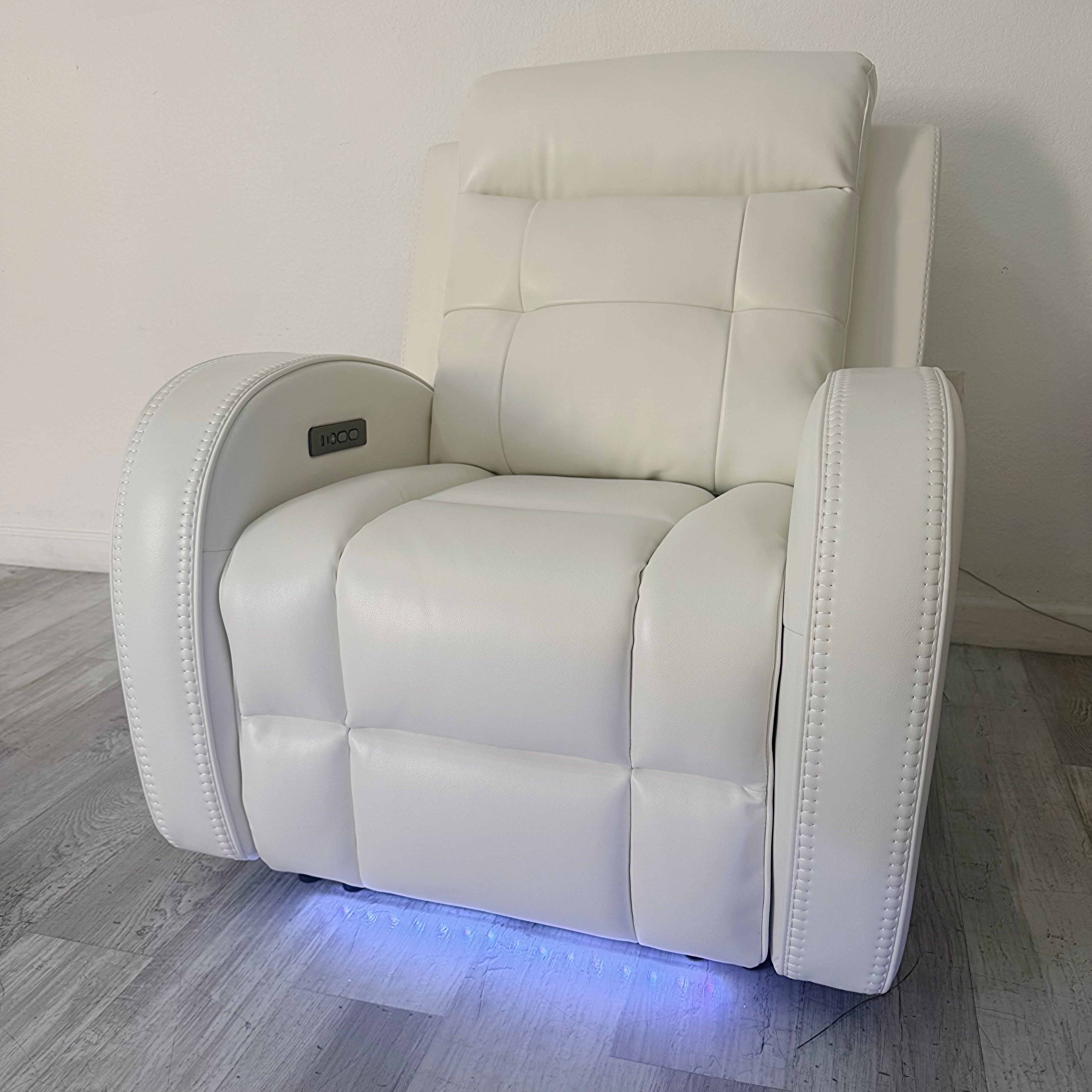 Omega White Micro Power Reclining Sofa