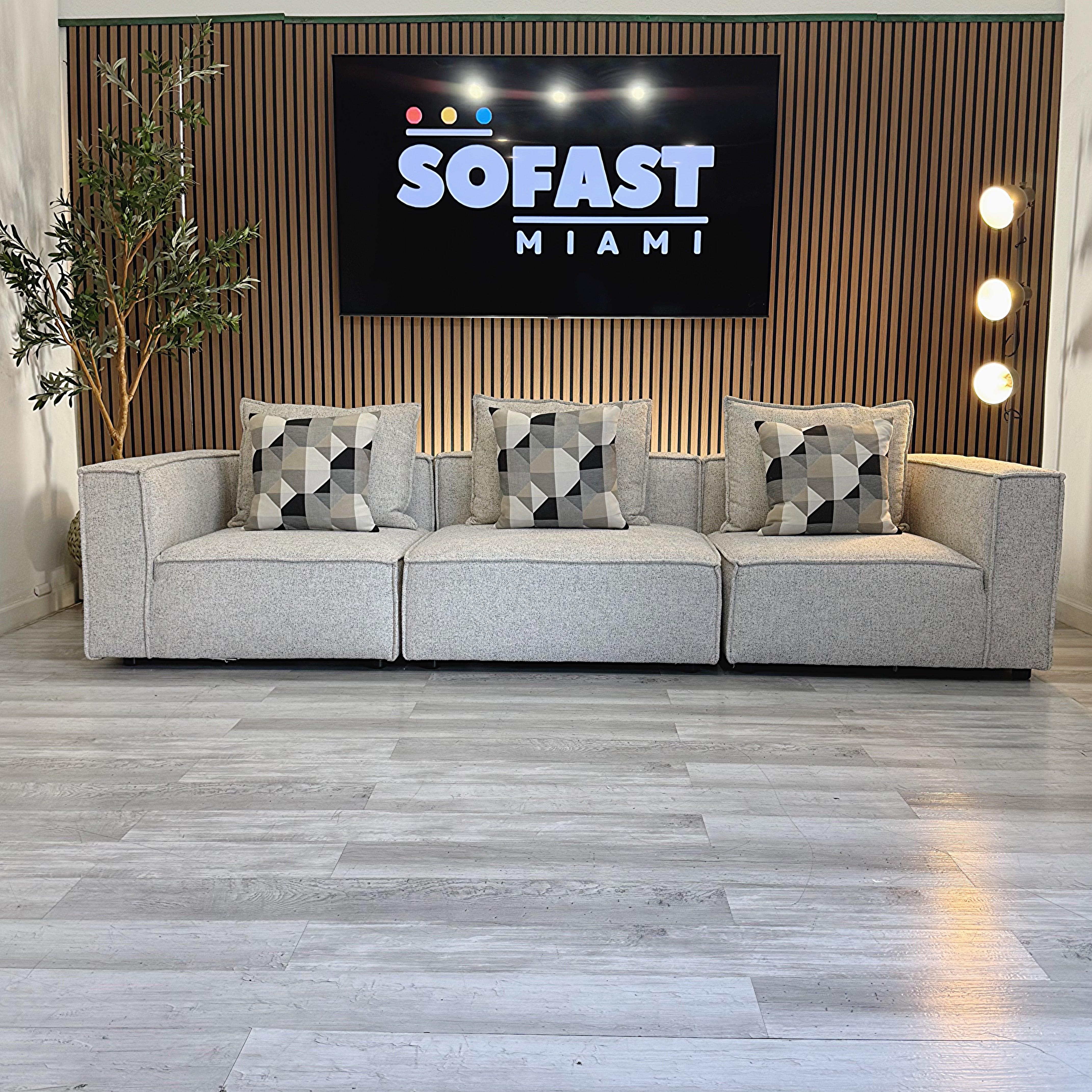 Tatum Gray Fabric 3-Piece Modular Sofa