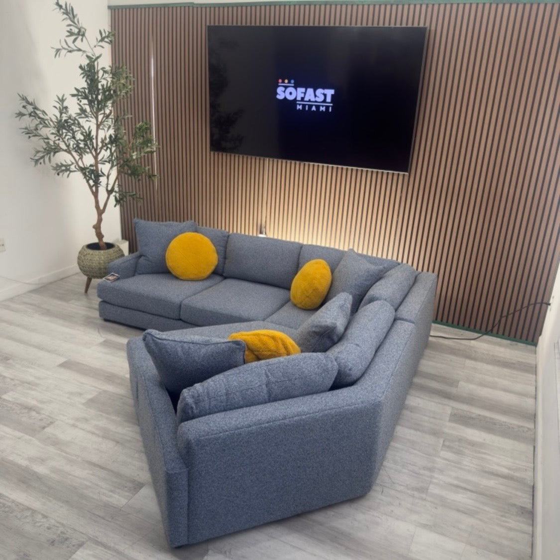 Blue Fabric Sectional Couch – Modern L Shape