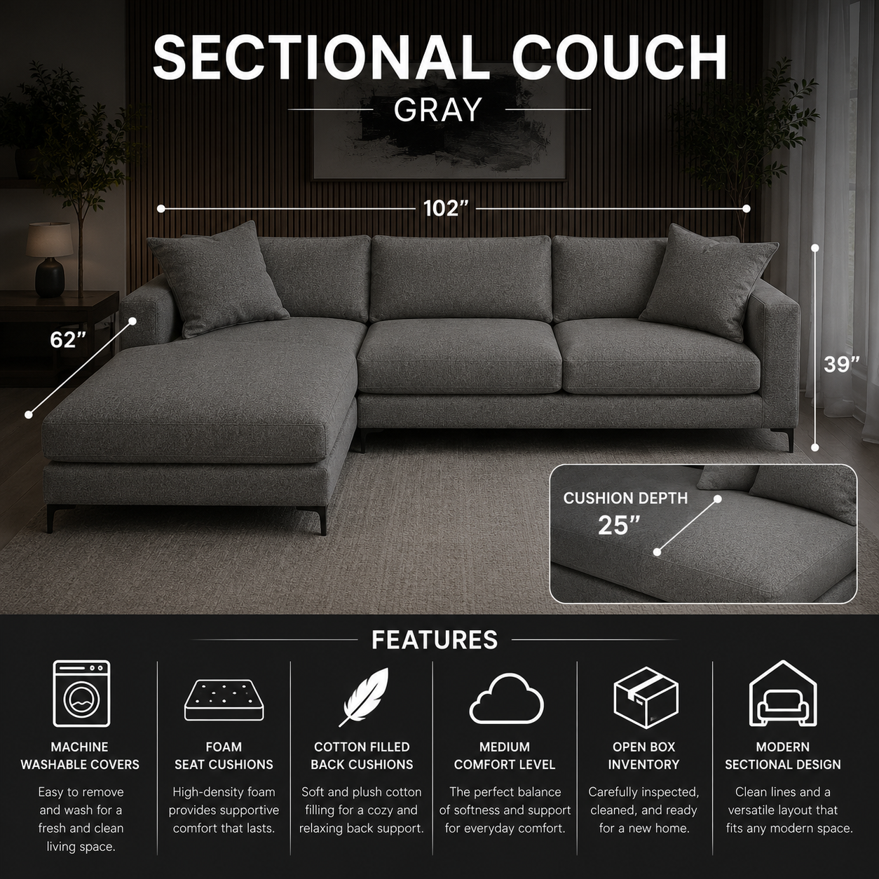 Gray Sectional Couch