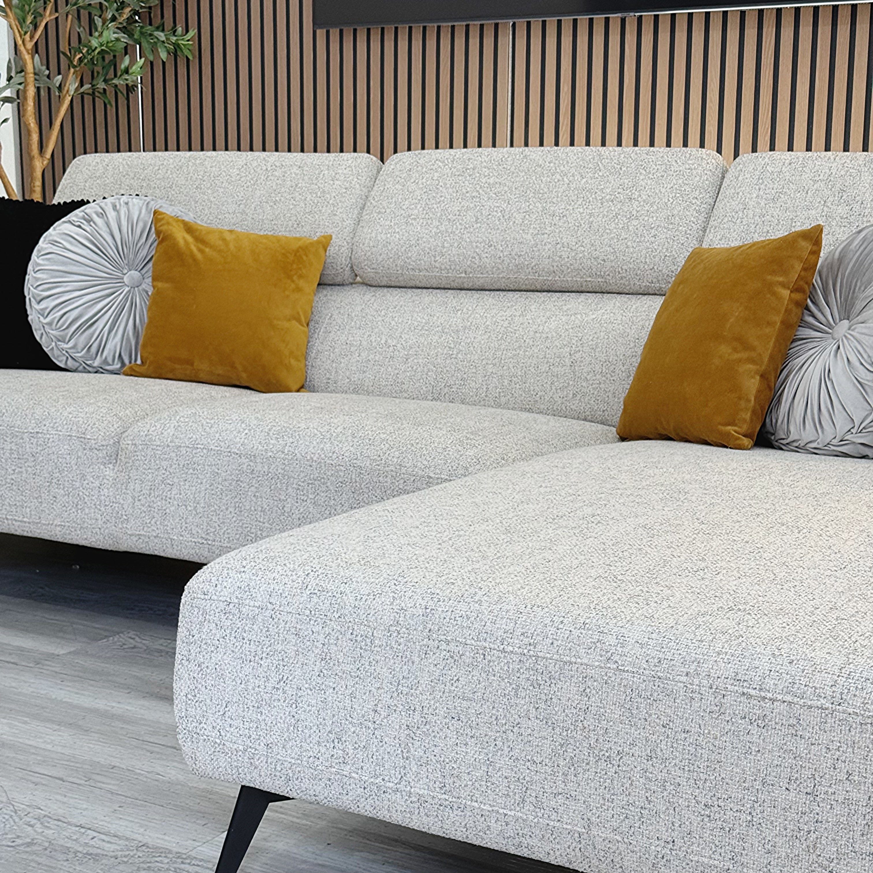 Alina Beige Fabric Right Chaise Sectional