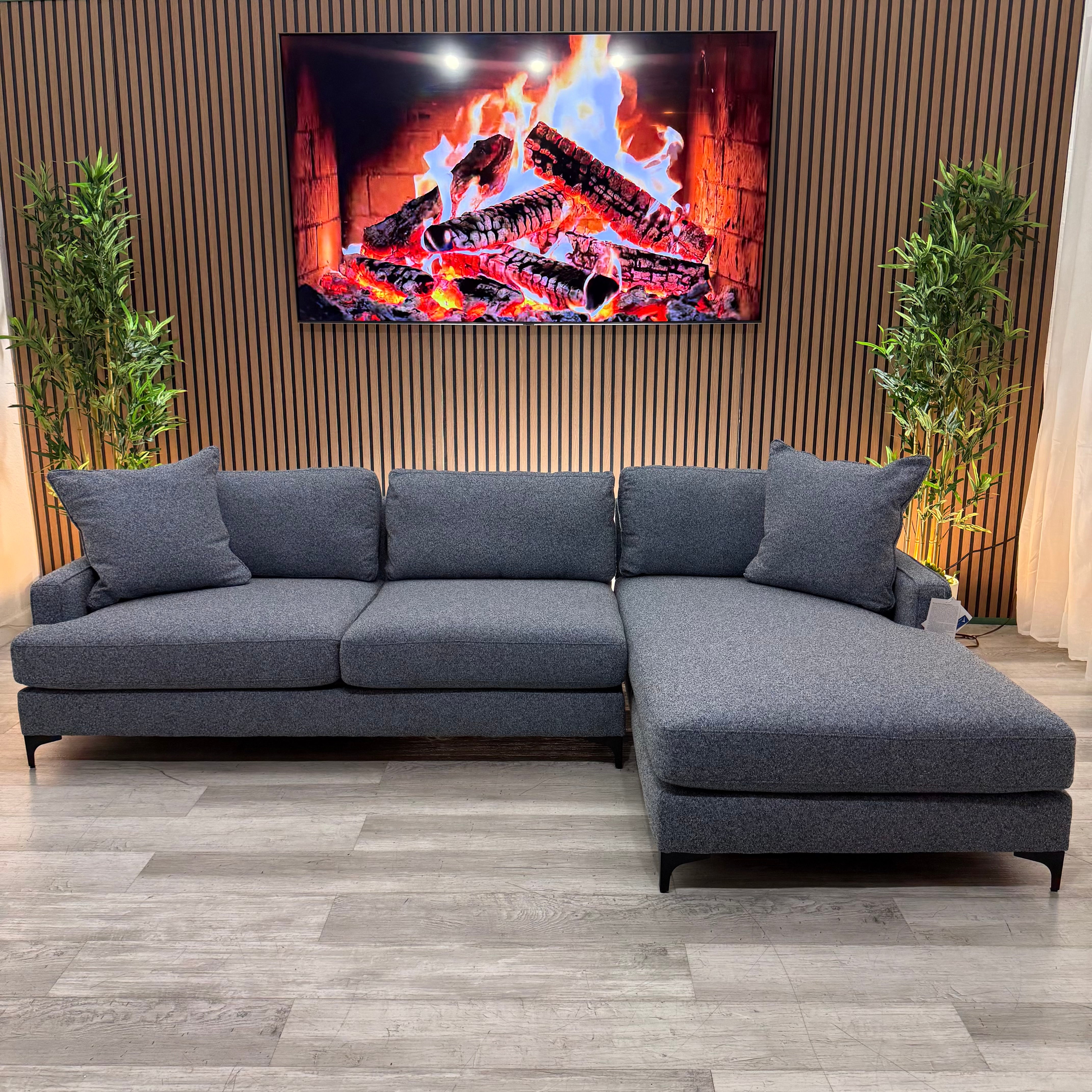 Blue Fabric Sectional Couch