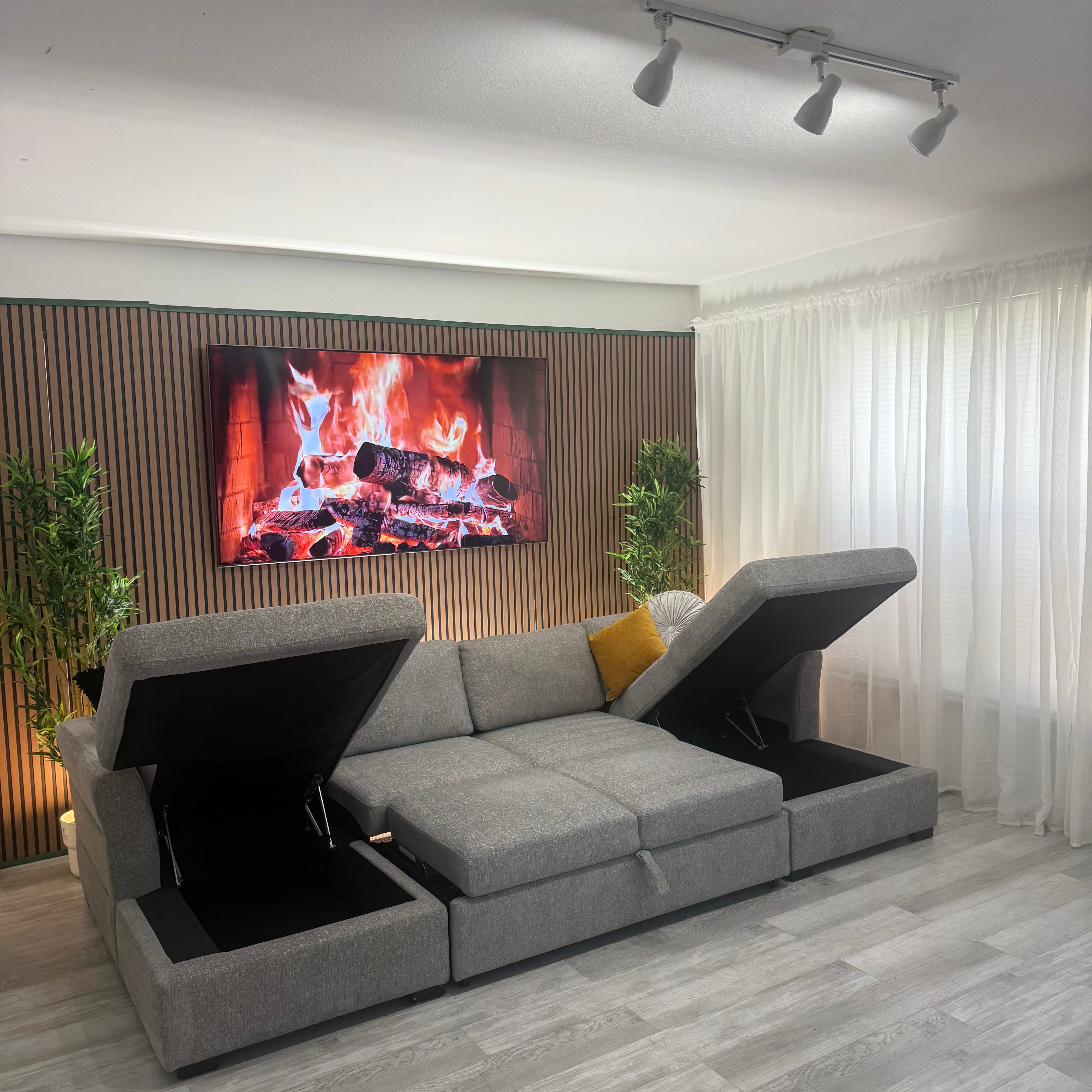 Sectional Couch Sleeper with Double Chaise Storage