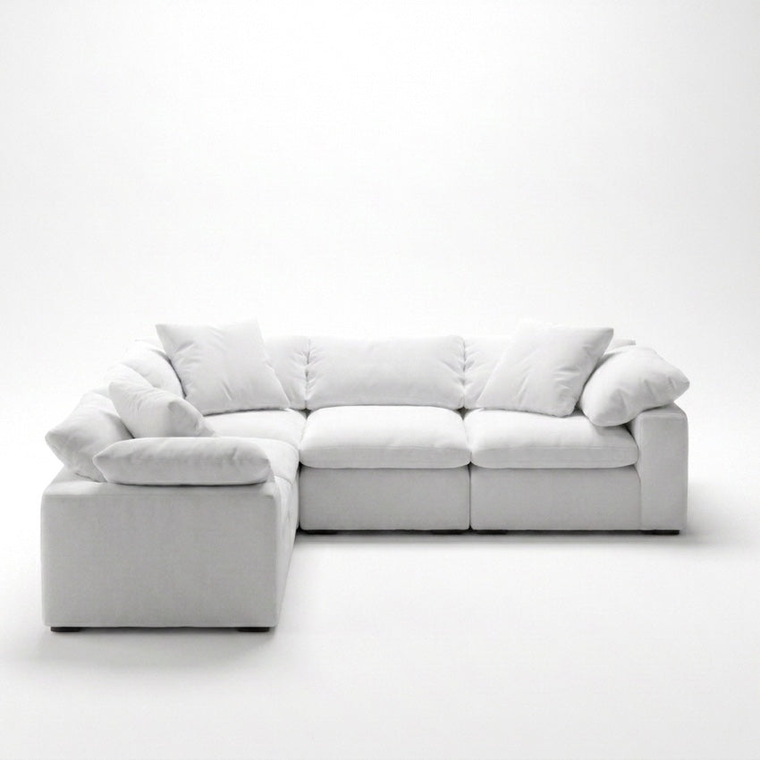 Cloud 5-Piece L-Sectional white - front view, mirrored