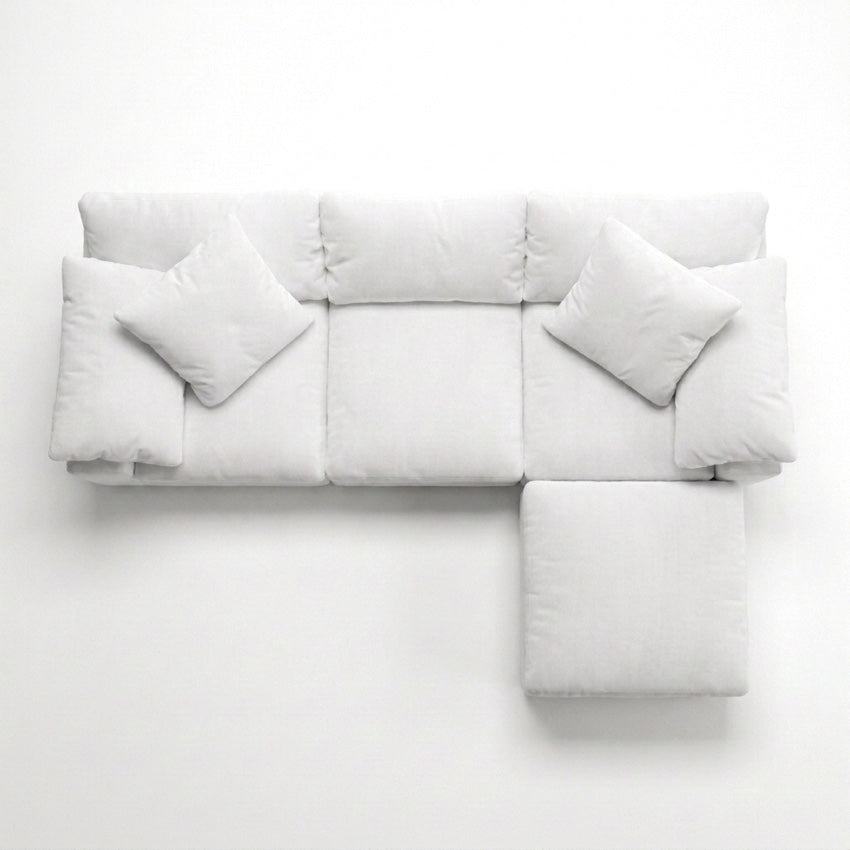 Cloud 4-Piece Sectional with Ottoman white - top view