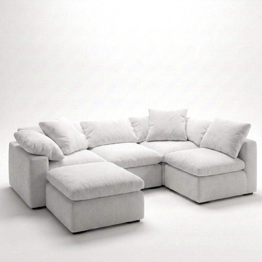 Cloud 5-Piece Sectional white - diagonal view