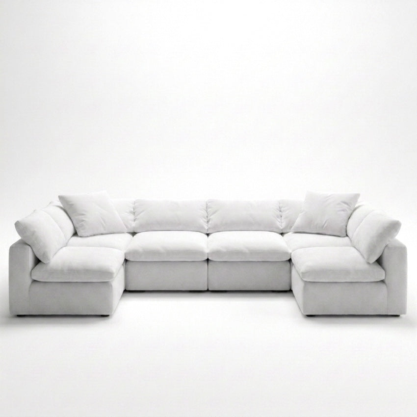 Cloud U-Sectional 6-Piece white performance fabric - front view