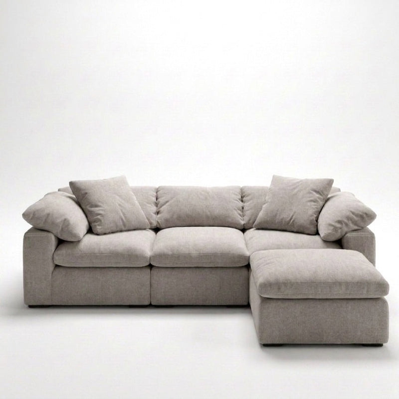 Cloud 4 Piece Modular + Ottoman Gray