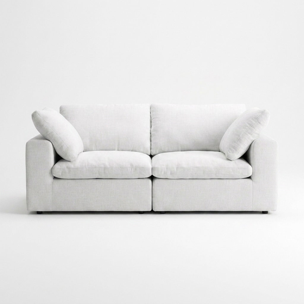 Storage 2-Piece Modular Sofa white woven fabric - front view